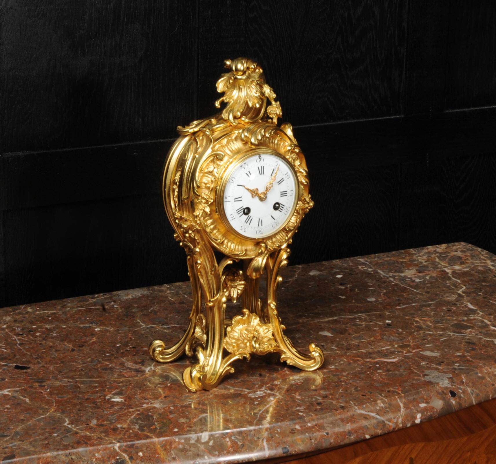 Superb Antique French Rococo Ormolu Clock with Visible Pendulum by Emile Colin 5