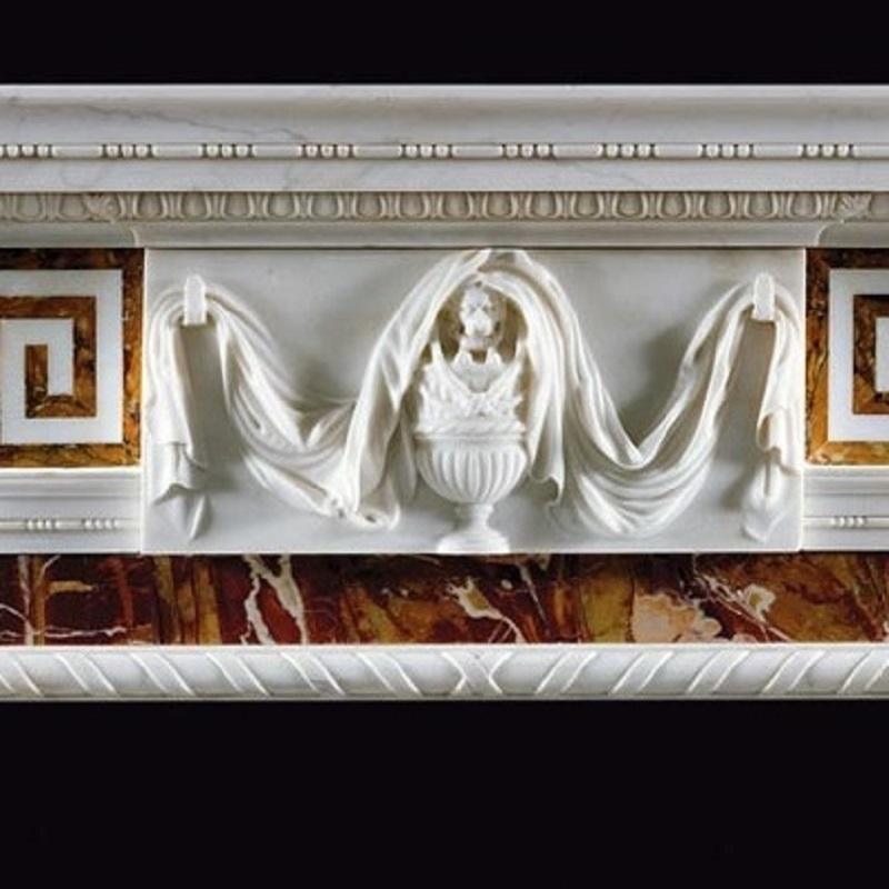 British 18th Century Antique George III Style Statuary Marble Fireplace Mantel