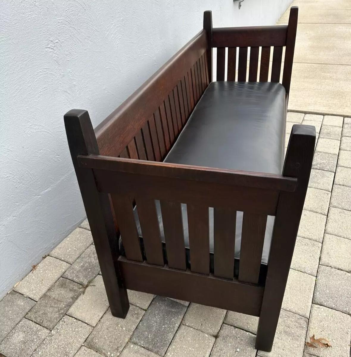 Arts and Crafts SUPERB Antique   GUSTAV STICKLEY   Arm Settle circa 1909 - W7539 SALE  SALE