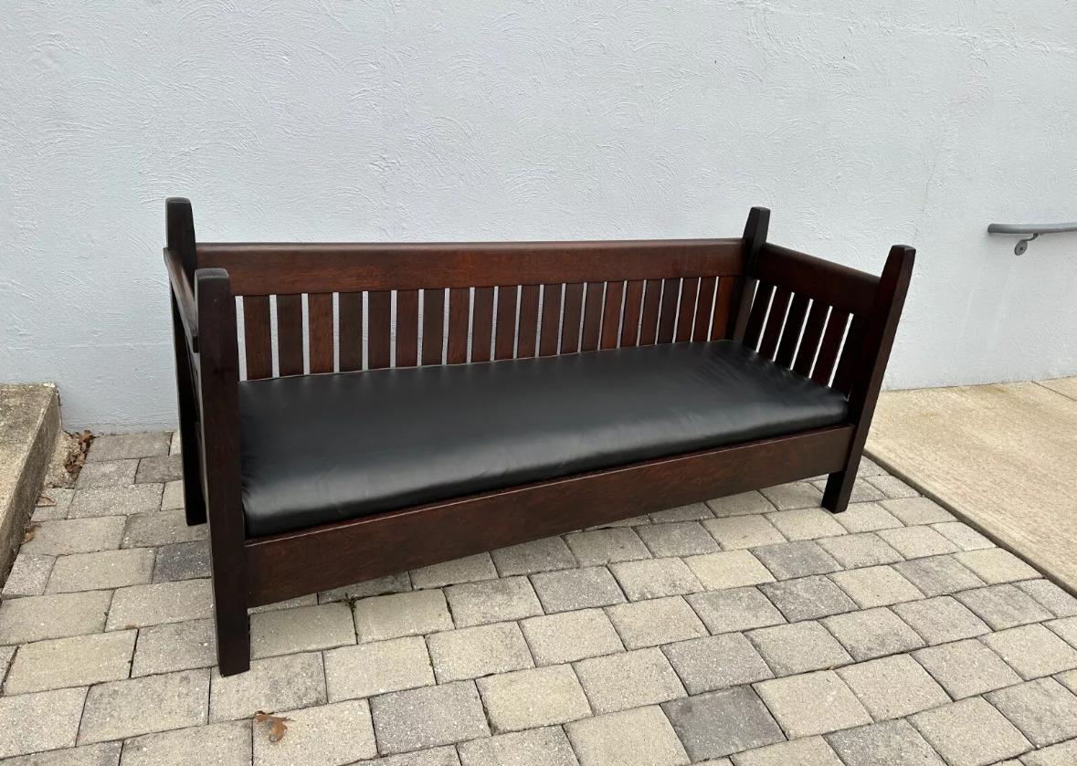 20th Century SUPERB Antique   GUSTAV STICKLEY   Arm Settle circa 1909 - W7539 SALE  SALE