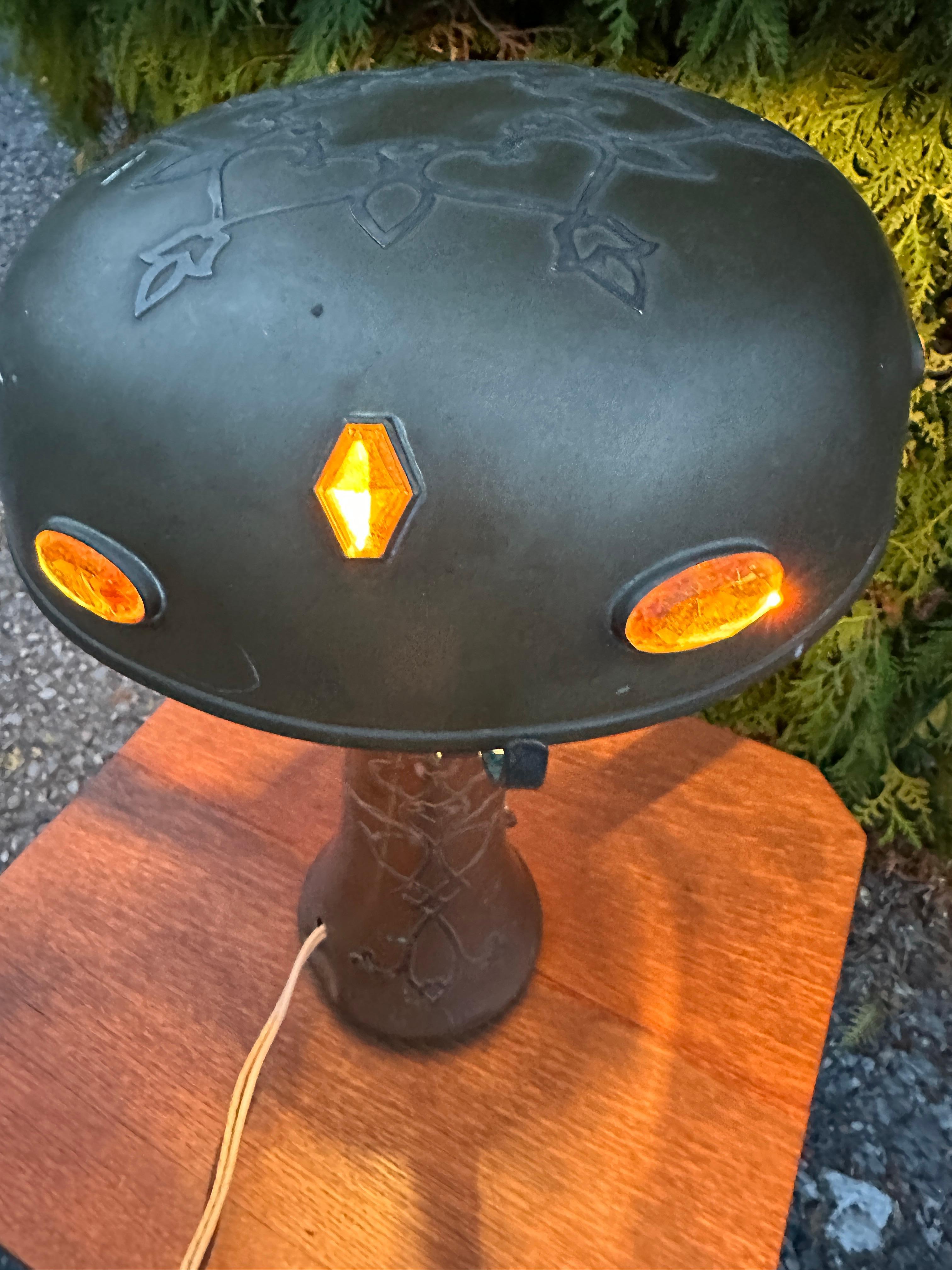 SUPERB Lámpara de Sobremesa HEINTZ Antigua - Época Stickley - W7696 en venta 3