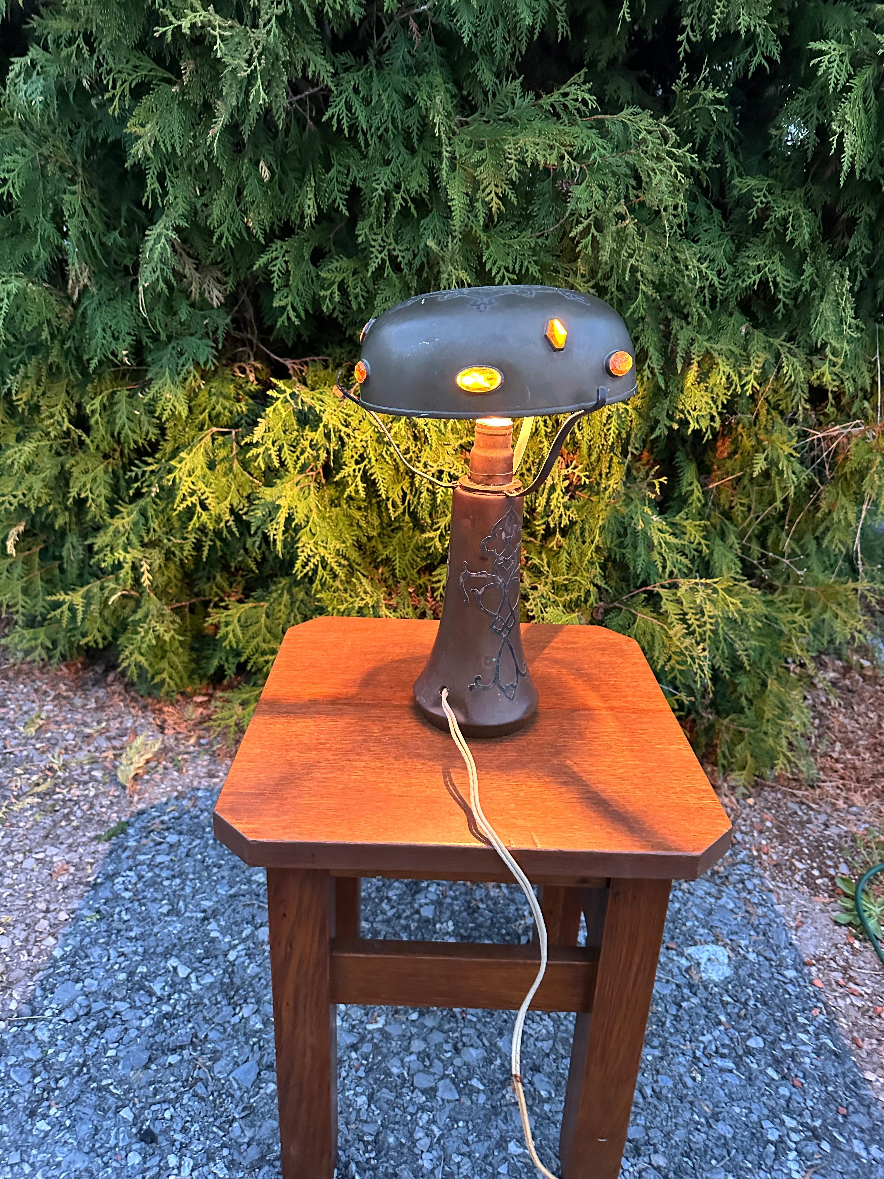 SUPERB Lámpara de Sobremesa HEINTZ Antigua - Época Stickley - W7696 Artes y manualidades en venta