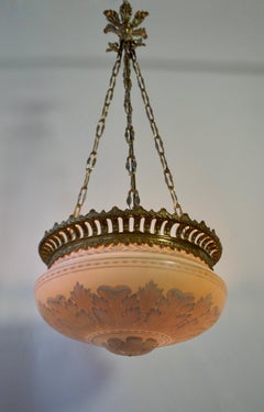 Superb Antique Lampshade Chandelier Lithophane, Biscuit From Porcelain