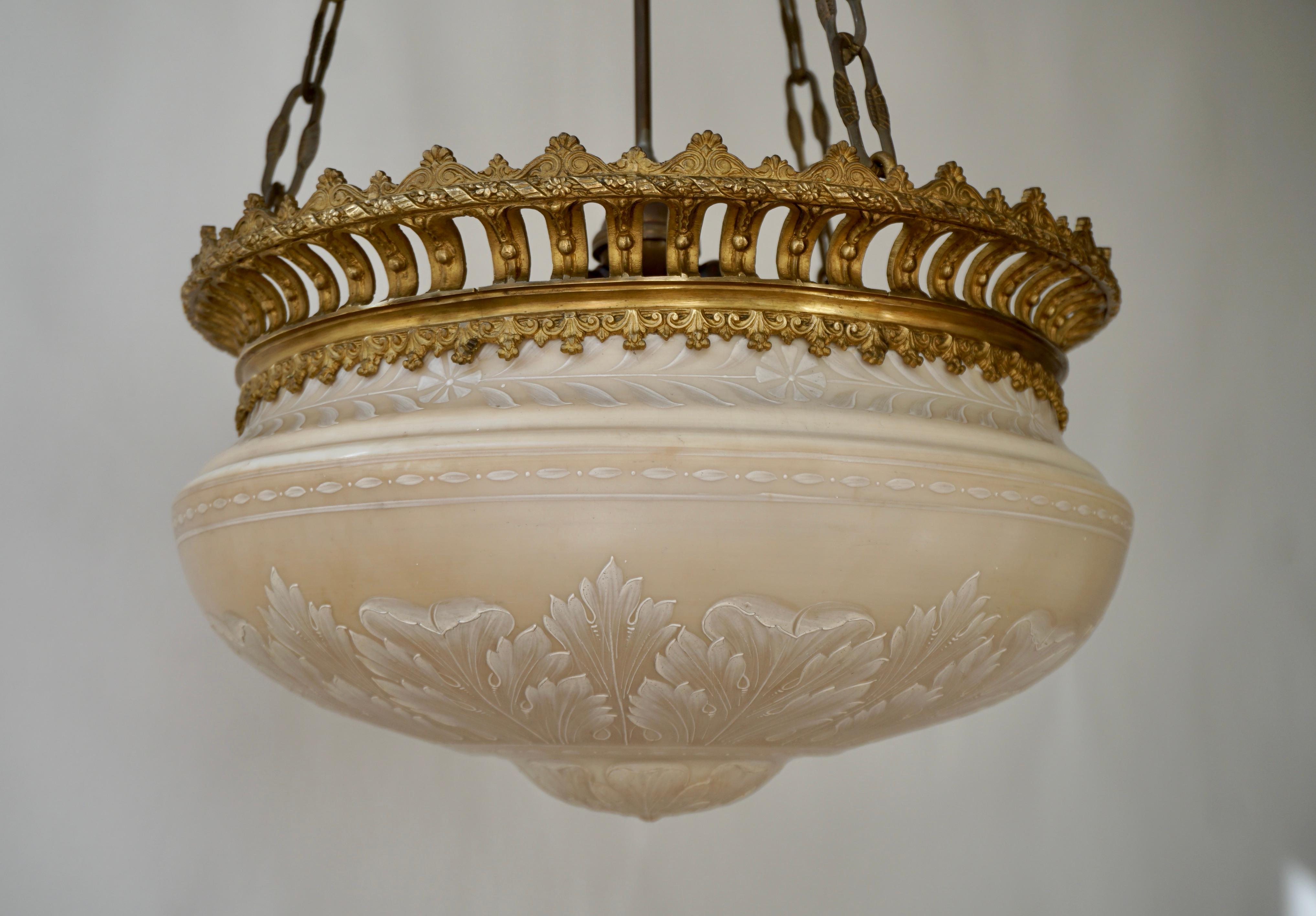 Superb Antique Lampshade Chandelier Lithophane, Biscuit From Porcelain, Mint In Good Condition For Sale In Antwerp, BE