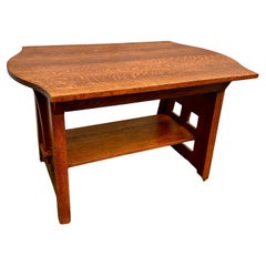 SUPERB Antique Limbert Turtle Top Table with One Drawer (Stickley Era) - W8389