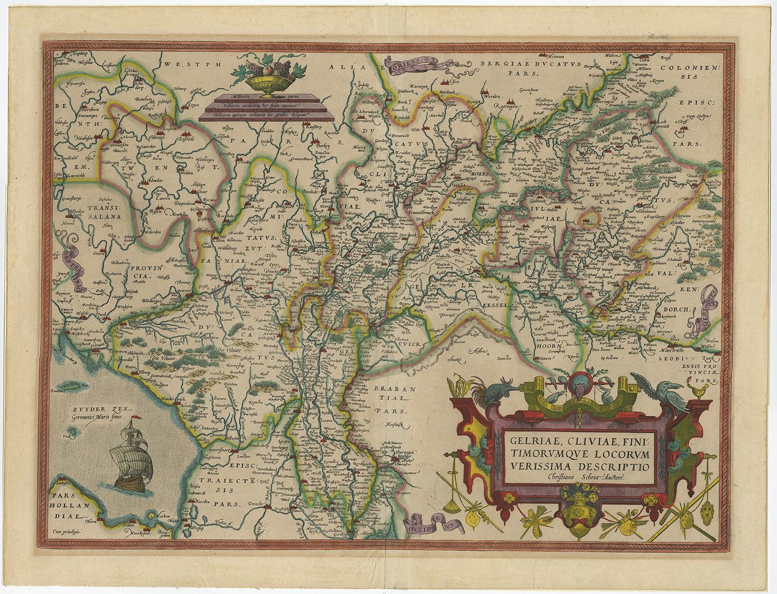 Antike Karte der Provinz Gelderland, Niederlande, ca. 1575 im Zustand „Gut“ im Angebot in Langweer, NL