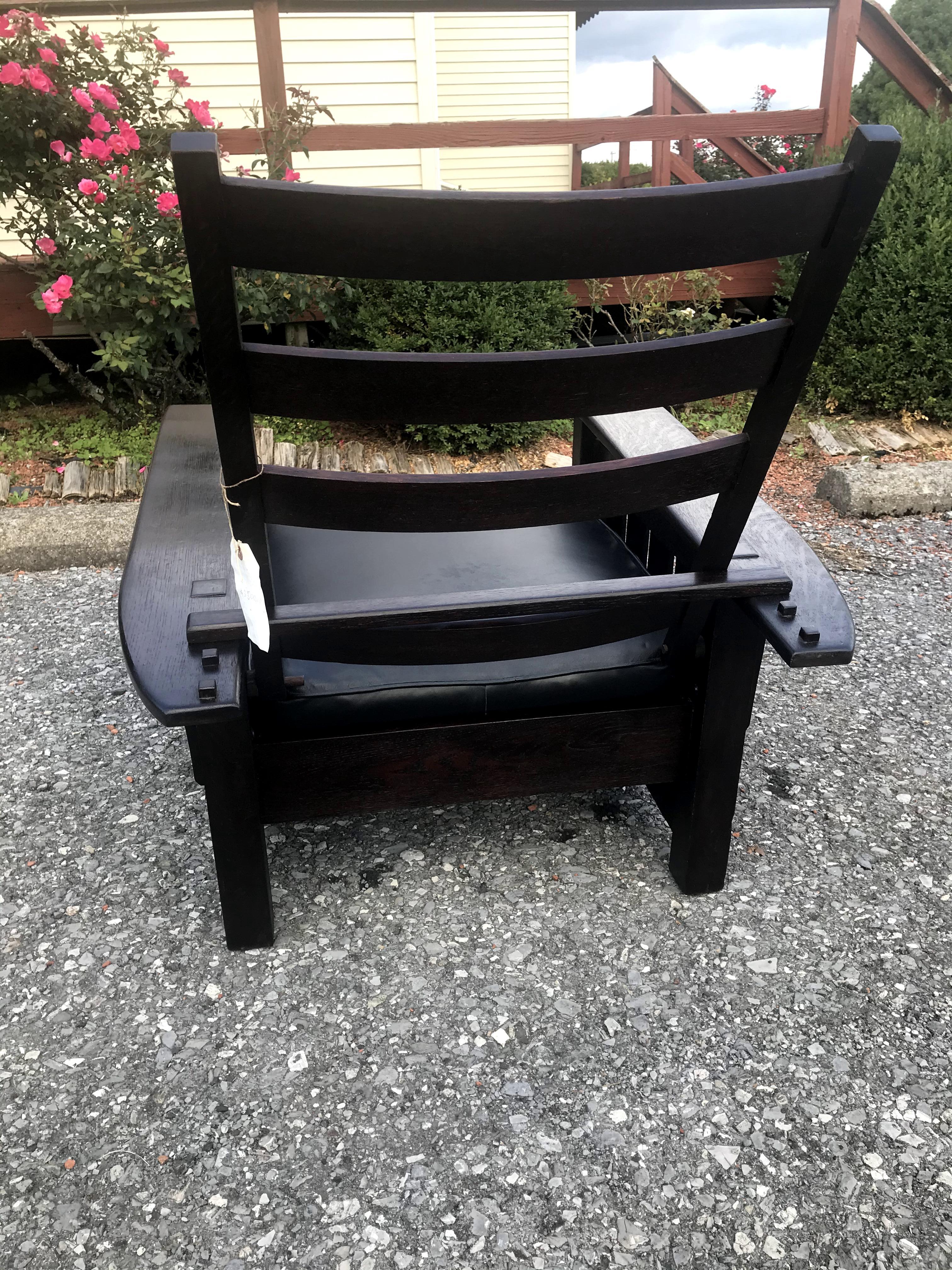 Superb Antique Morris Chair by Sikes Chair Co. For Sale 9