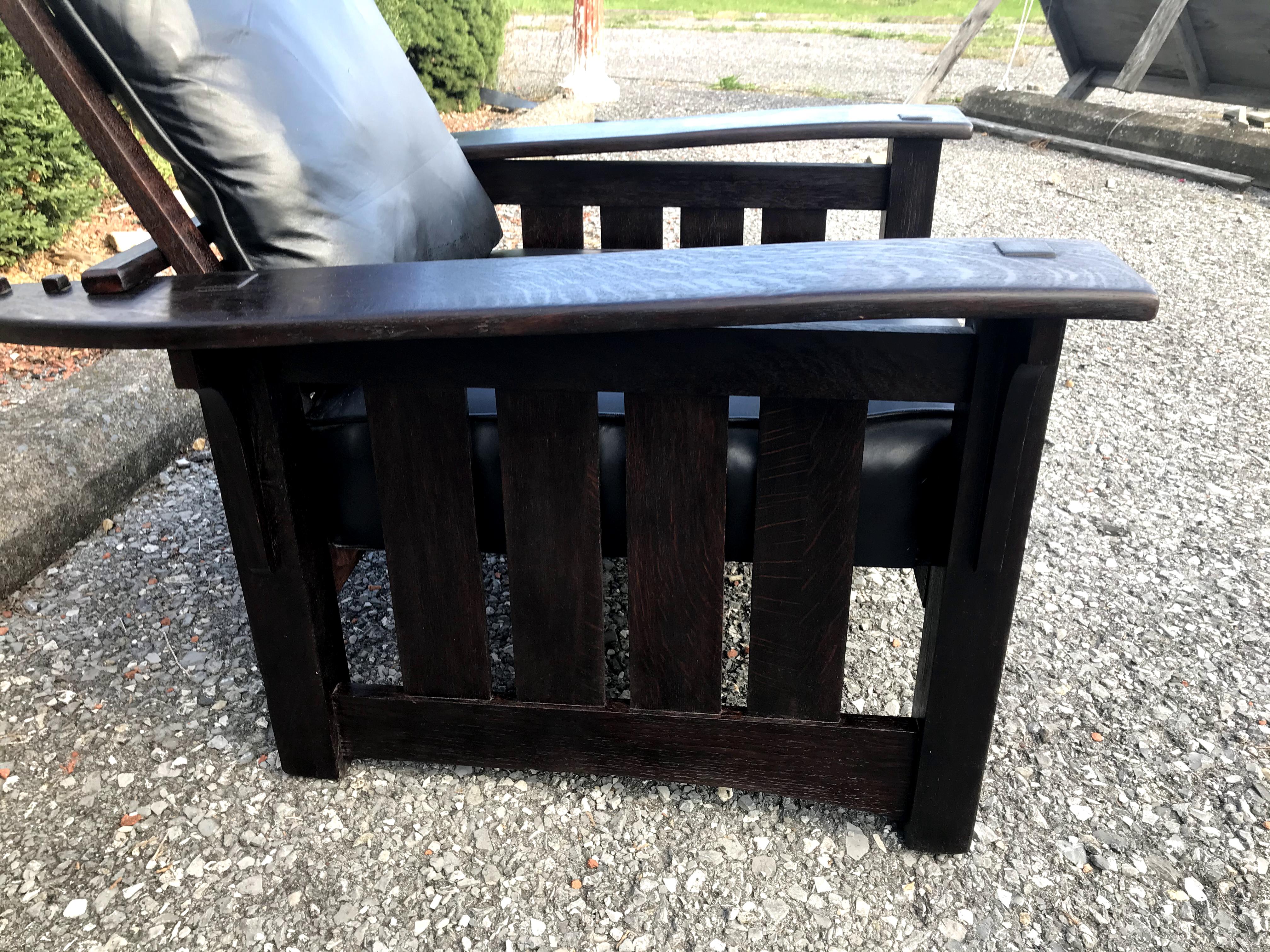 This is a SUPERB nice MASSIVE Morris Chair made by The Sikes Chair Company from Buffalo New York.  The artist also had a location in PHILLY PA Pennsylvania.  It is marked with the 