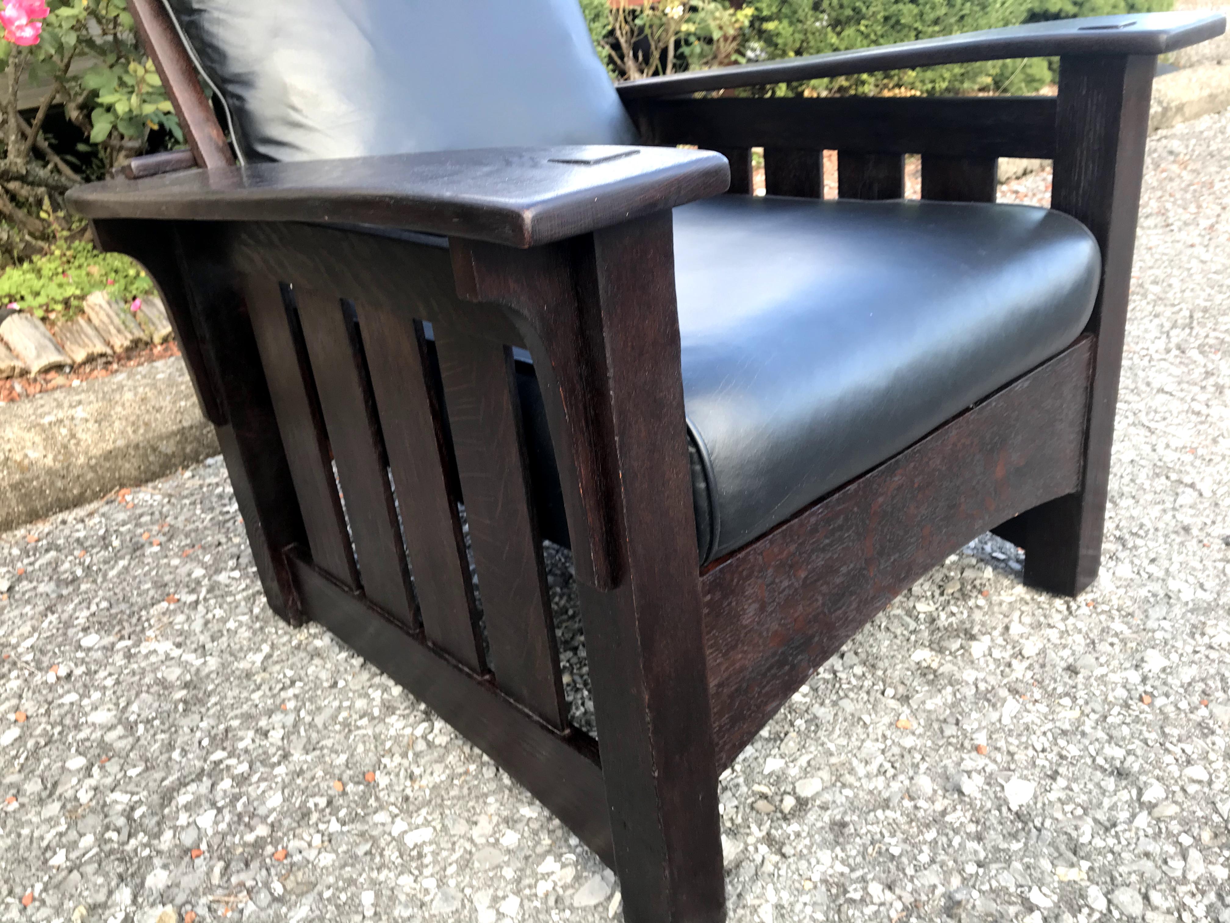 American Superb Antique Morris Chair by Sikes Chair Co. For Sale