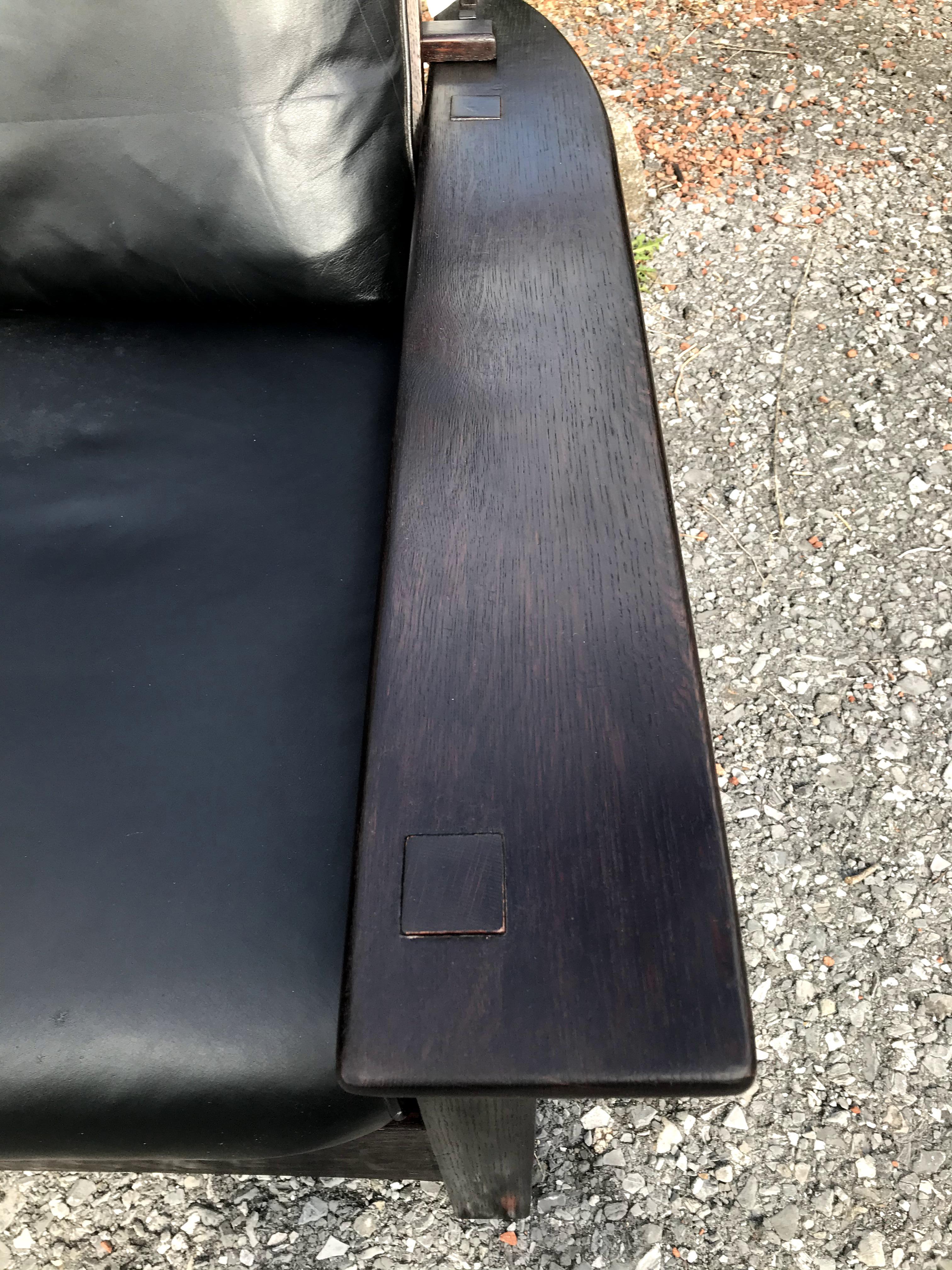 Leather Superb Antique Morris Chair by Sikes Chair Co. For Sale