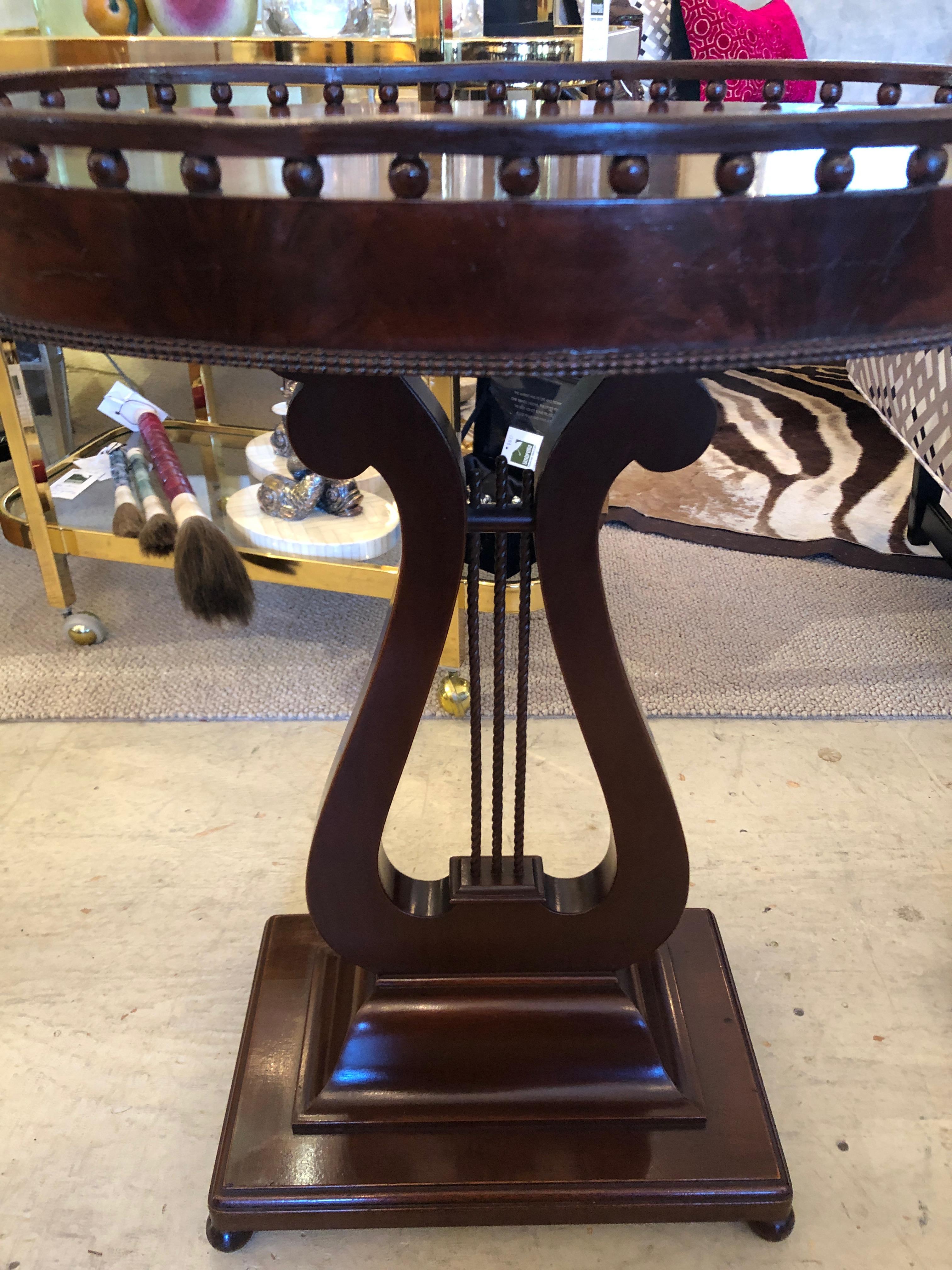 American Superb Antique Neoclassical Oval Mahogany Side End Tables with Lyre Bases For Sale