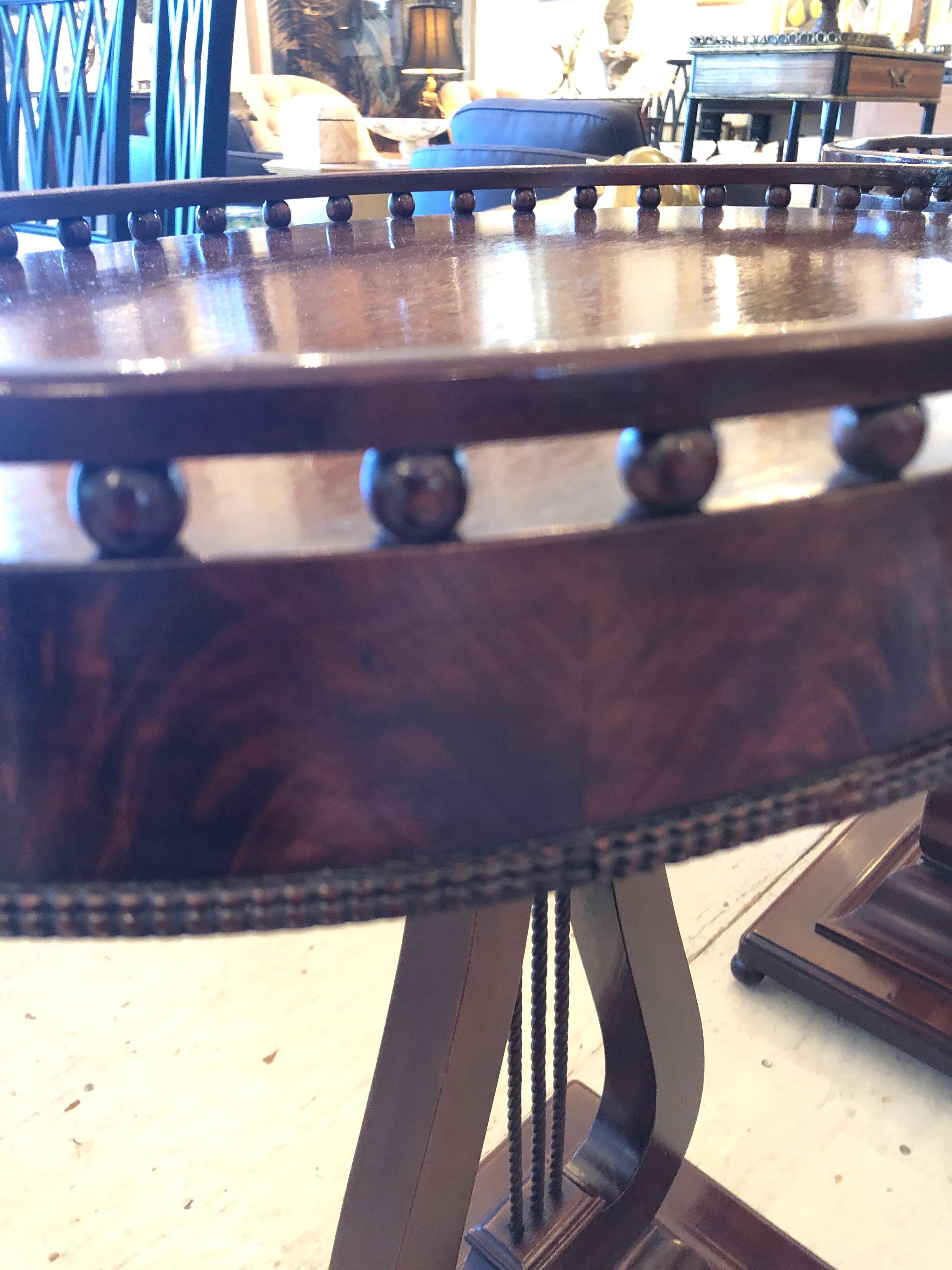Superb Antique Neoclassical Oval Mahogany Side End Tables with Lyre Bases For Sale 3