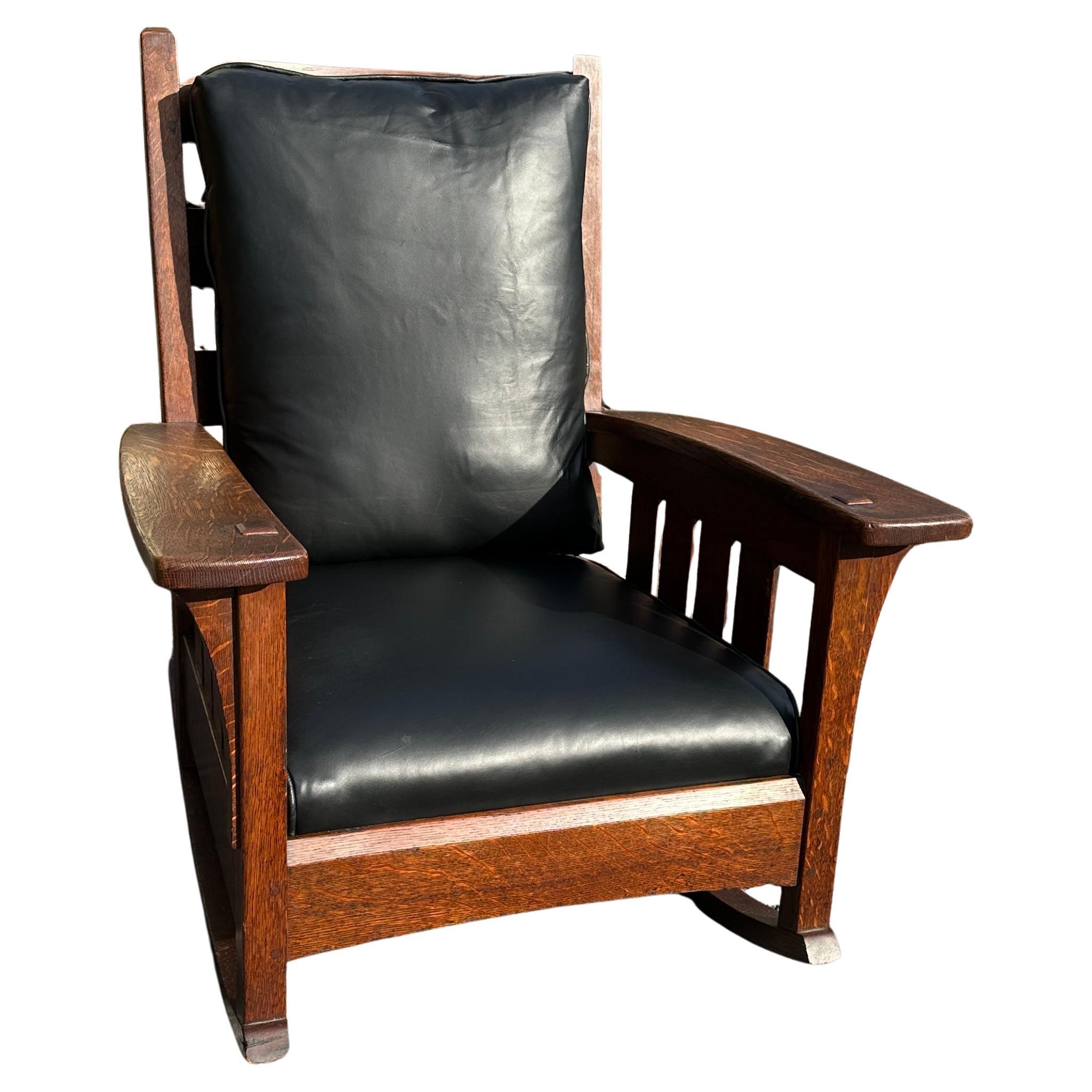 SUPERBE ANTIQUE nice l&jg STICKLEY arm rocker w8449 en vente