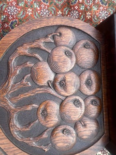SUPERB antique oak stand with apple details