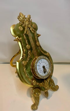 Superb Antique Onyx, Ormolu & Jewelled Strut Clock, French 19th C