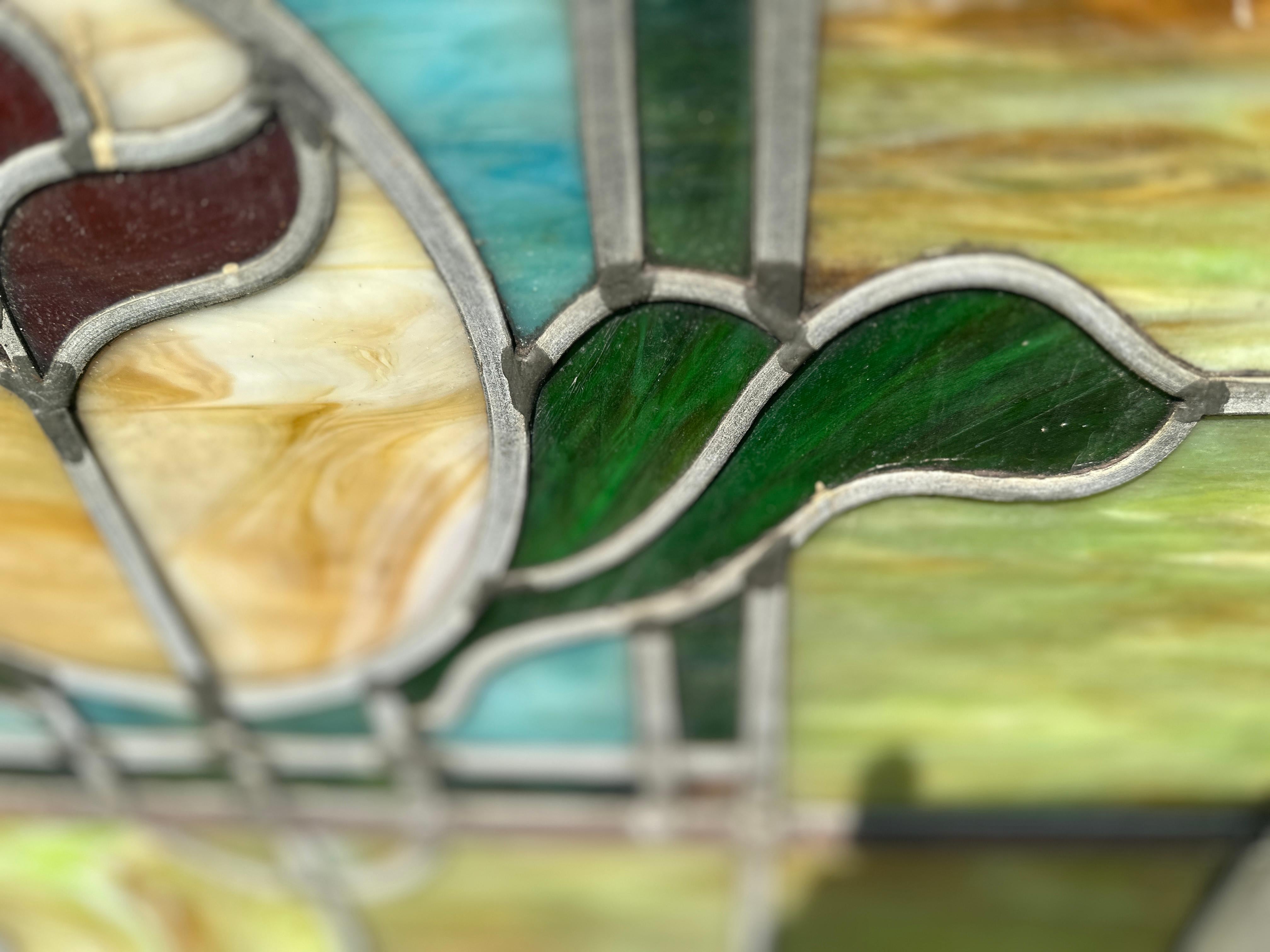 SUPERB Pareja antigua de vidrieras Stained glass en venta 3