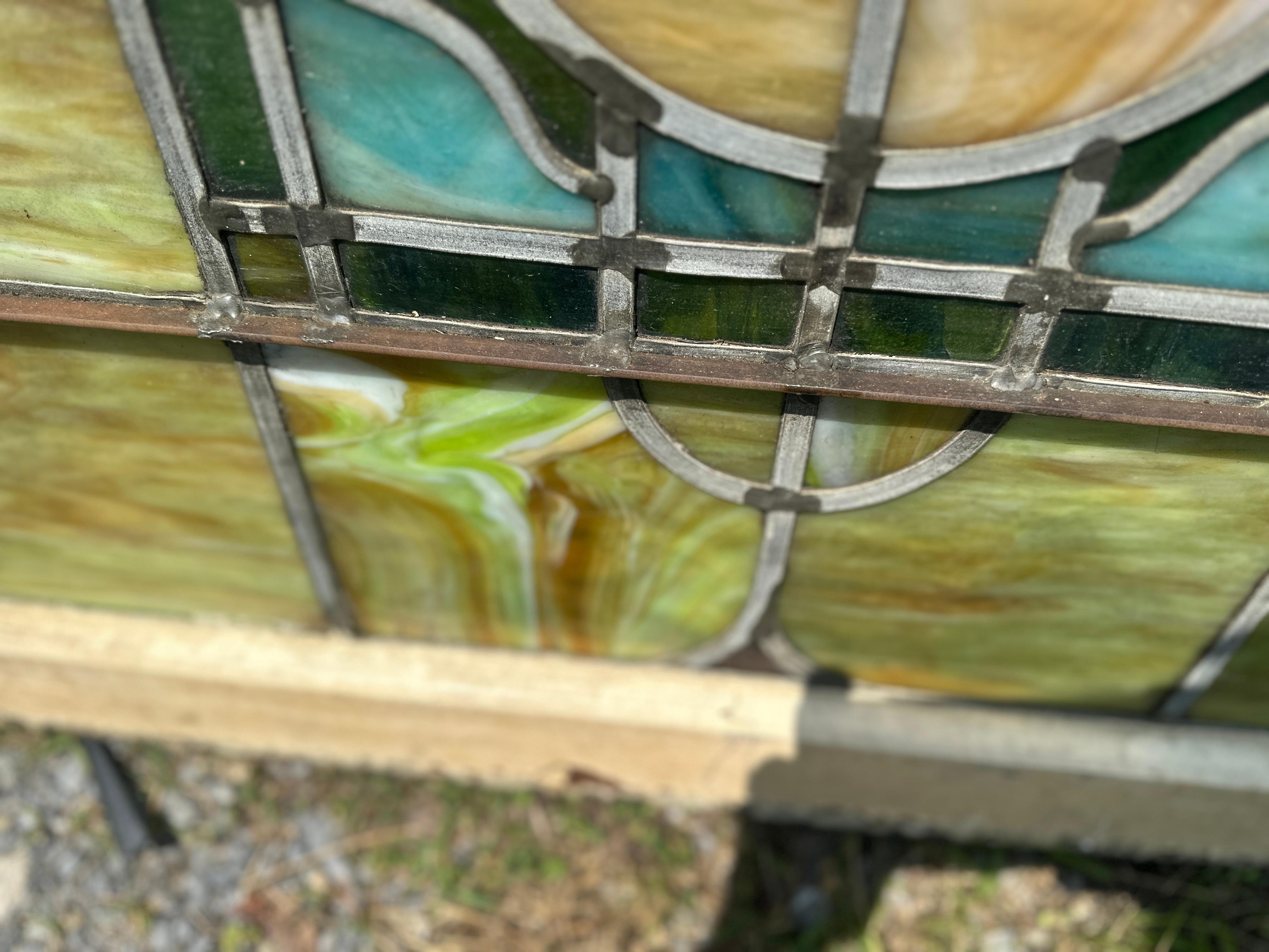 SUPERB Pareja antigua de vidrieras Stained glass en venta 5