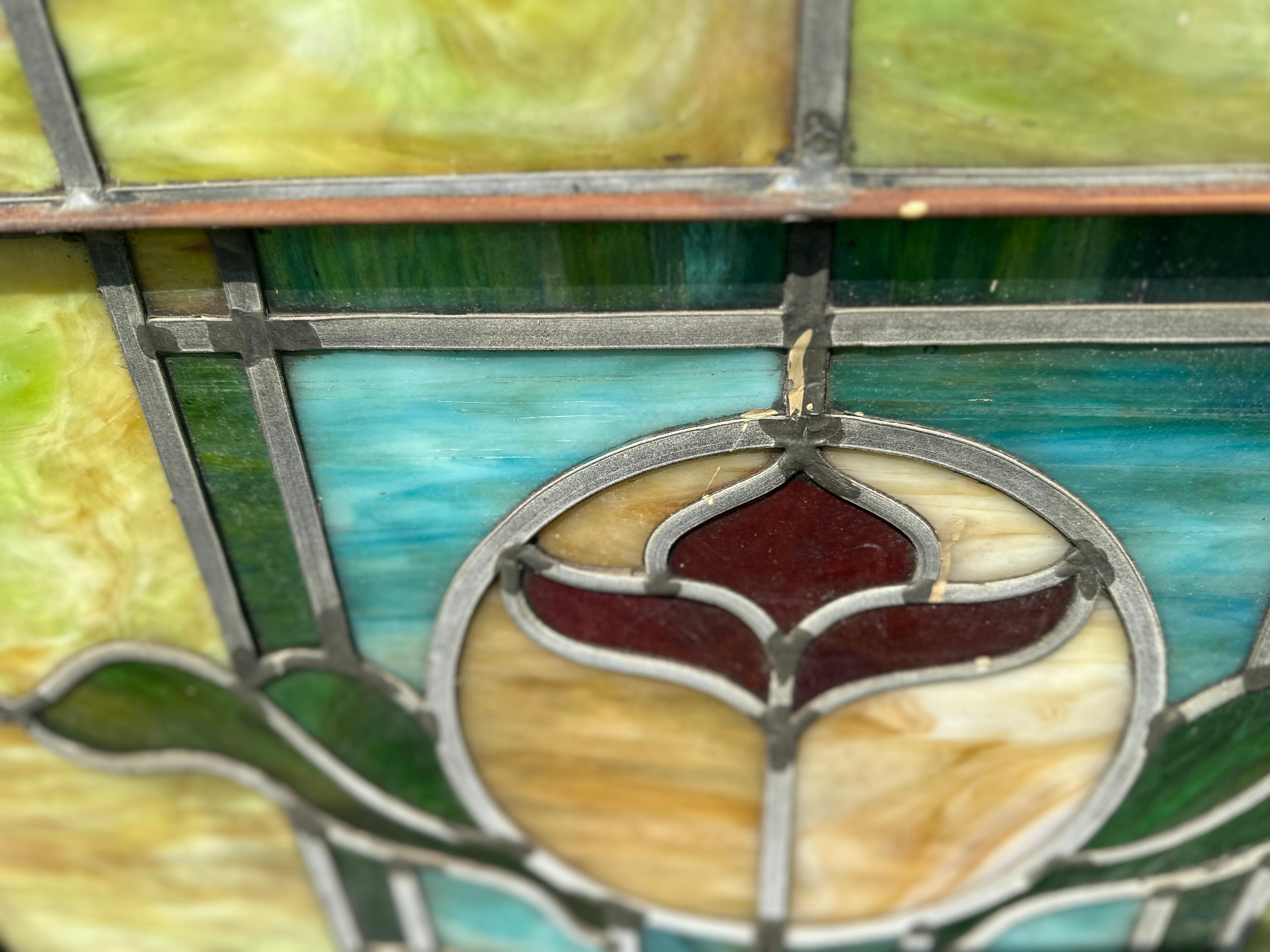 SUPERB Pareja antigua de vidrieras Stained glass en venta 6