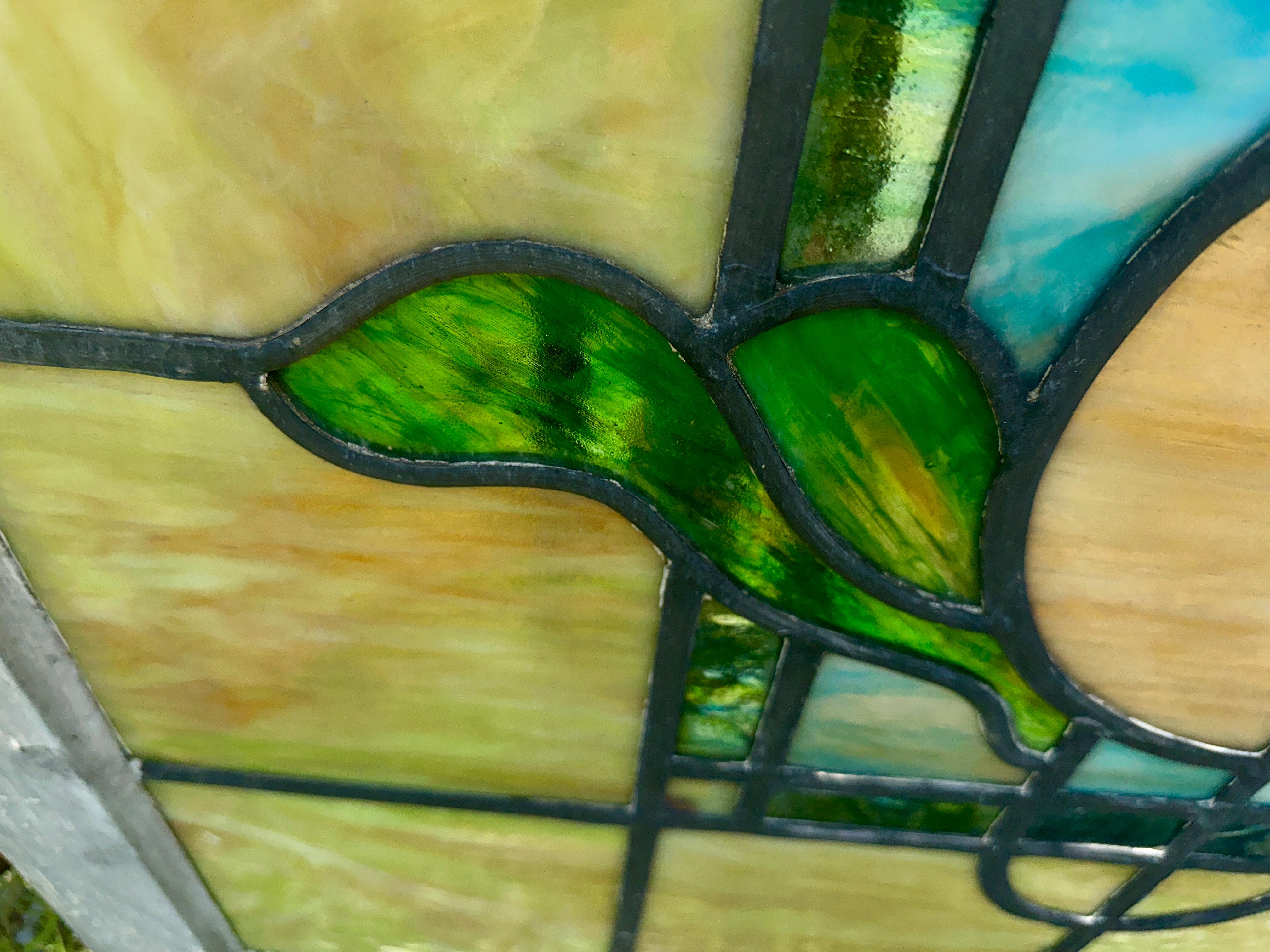 SUPERB Pareja antigua de vidrieras Stained glass en venta 8