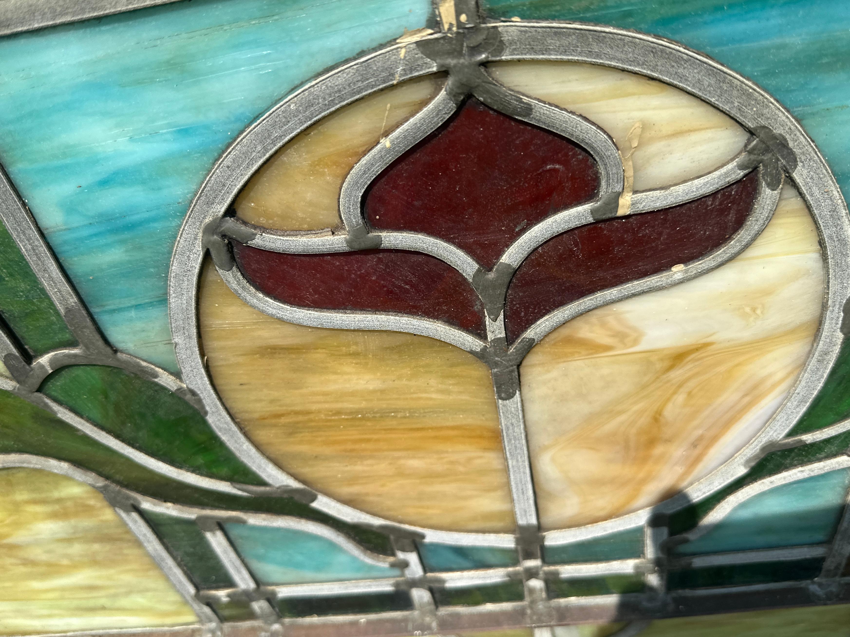 SUPERB Pareja antigua de vidrieras Stained glass en venta 10