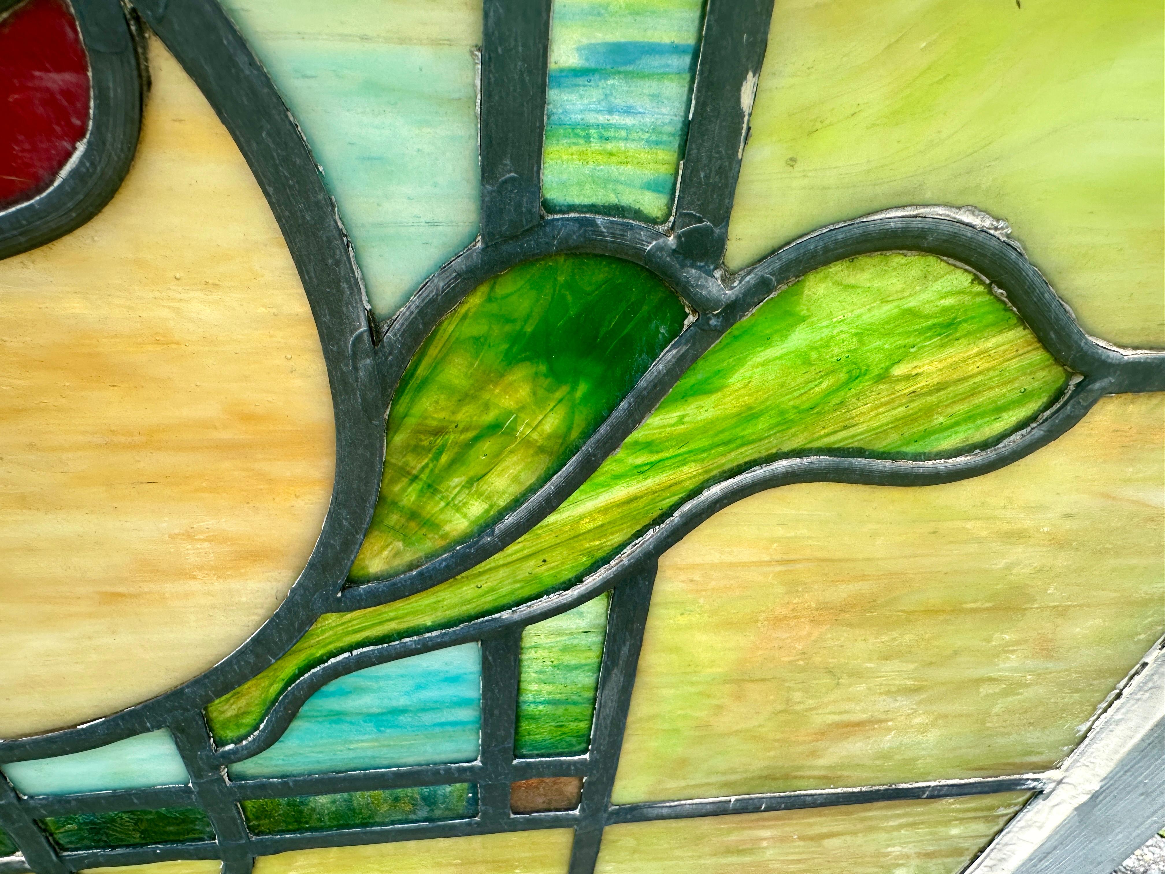 SUPERB Pareja antigua de vidrieras Stained glass Estadounidense en venta