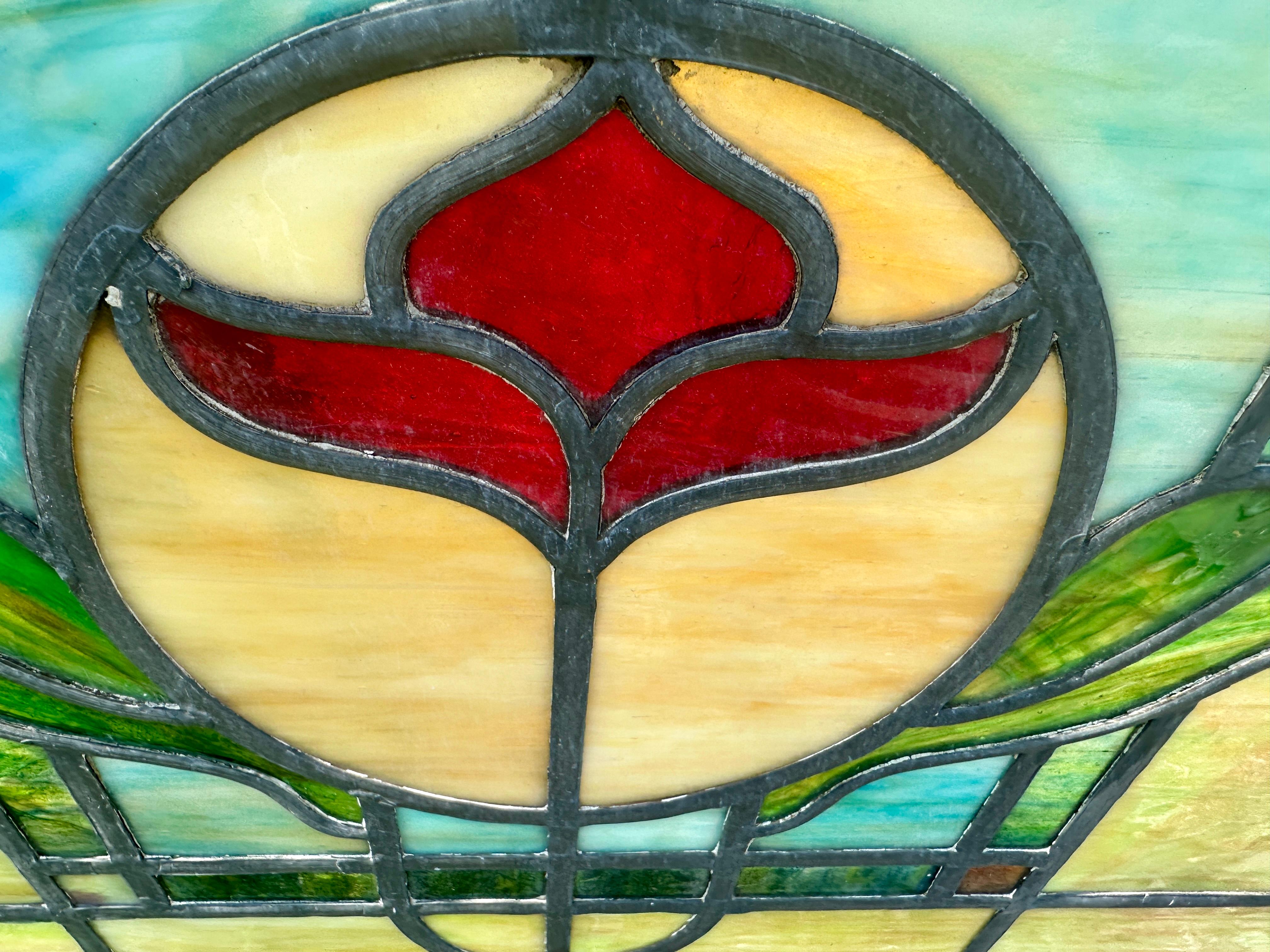 SUPERB Pareja antigua de vidrieras Stained glass siglo XX en venta