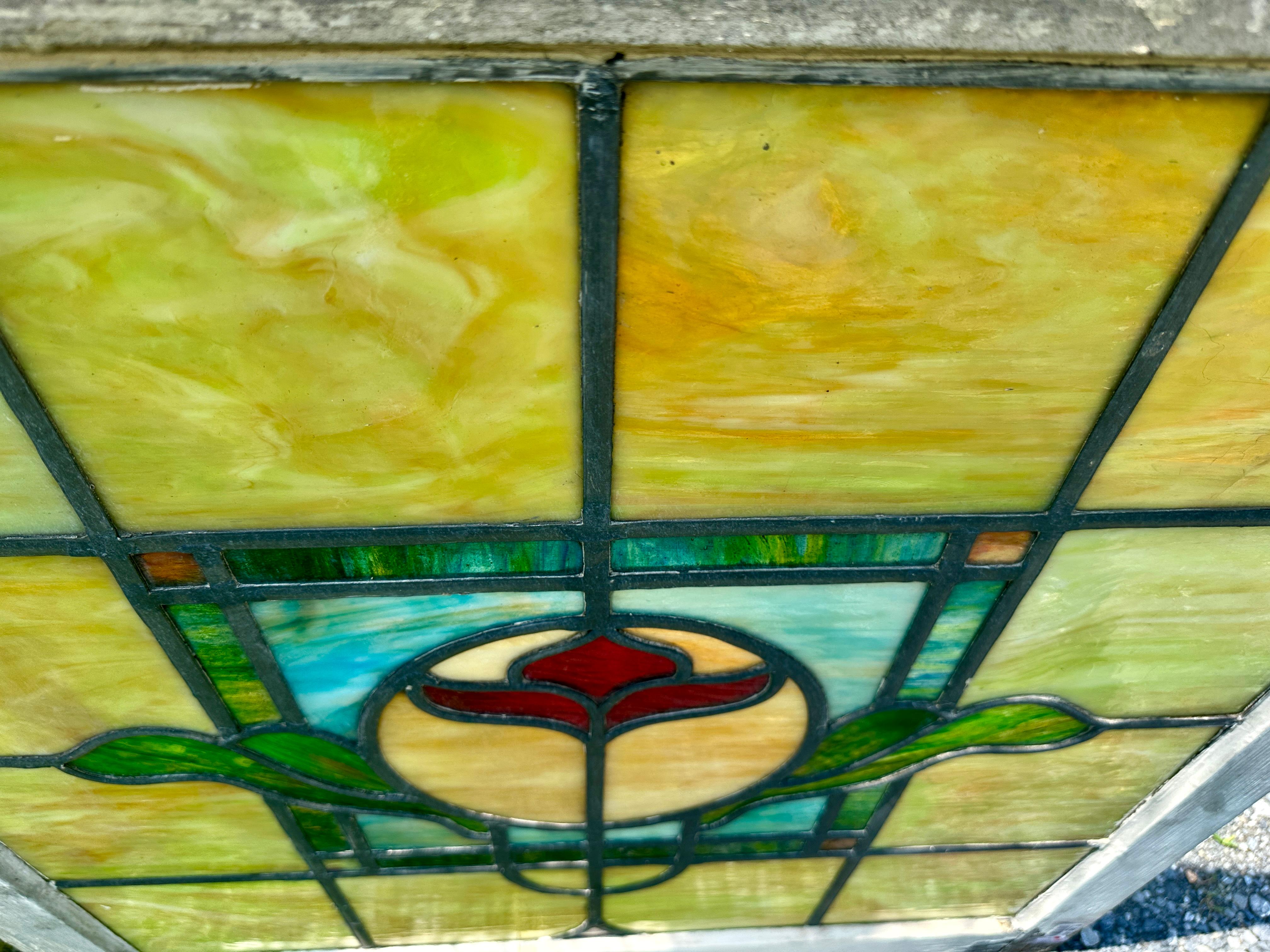 SUPERB Pareja antigua de vidrieras Stained glass Vitral en venta
