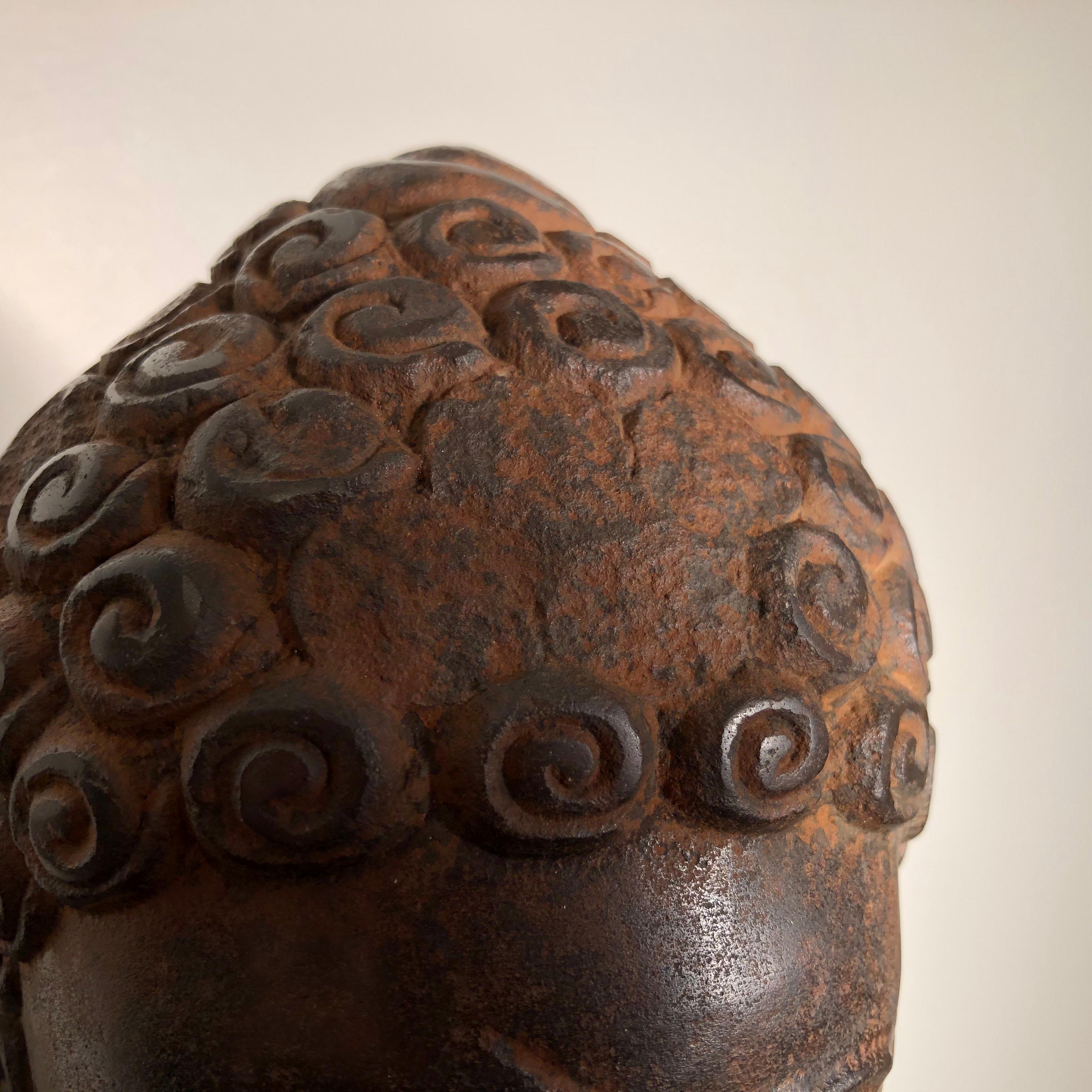 Superb Antique Peaceful Buddha Head, 18th Century with Custom Stand 3