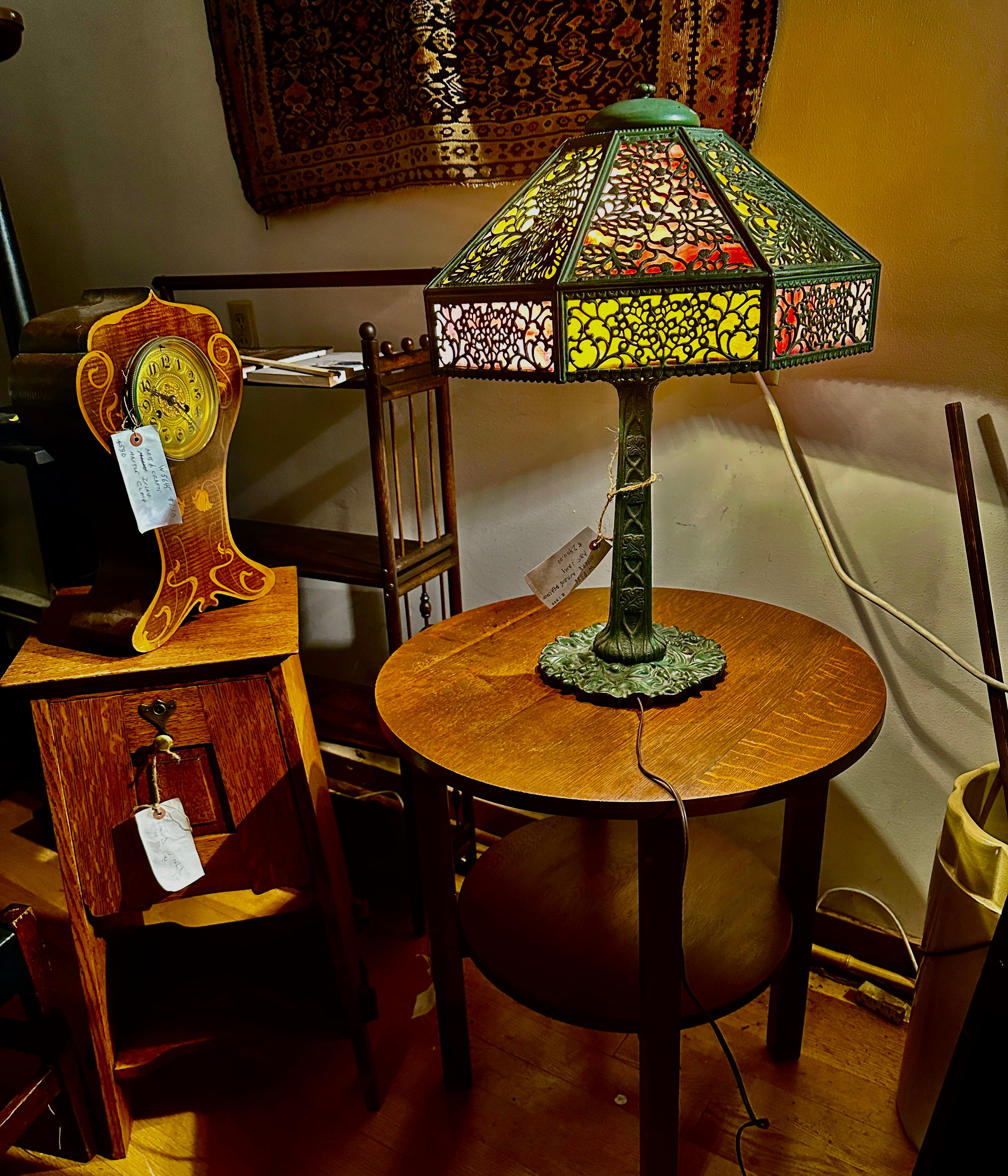SUPERB Lámpara antigua Arts & Crafts Peacock de B&H - Época Stickley .   W8386 en venta 6