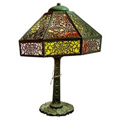 SUPERB Antique Peacock Arts & Crafts Lamp by B&H - Stickley era .   W8386