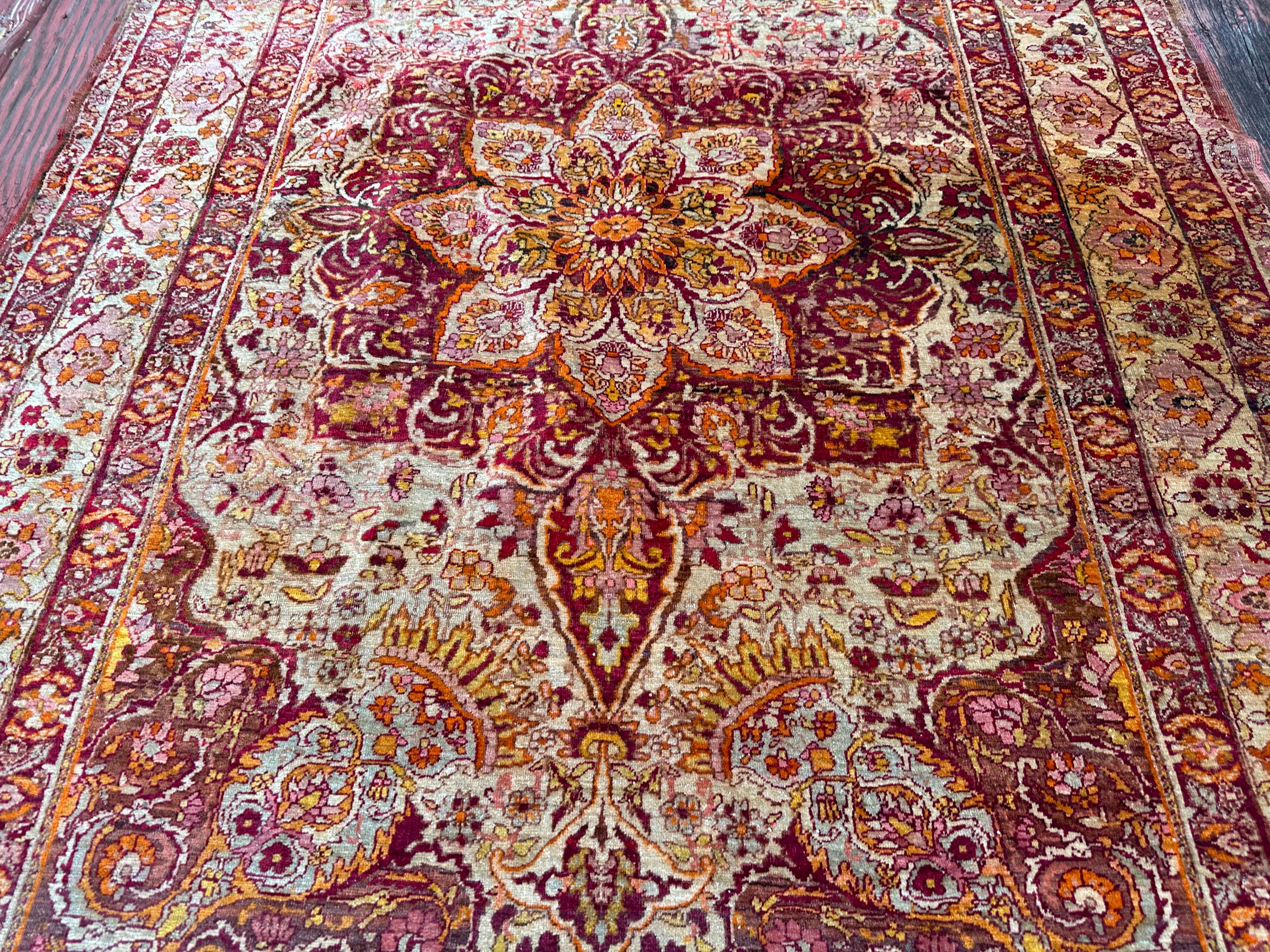 Islamic SUPERB Antique Persian Oriental Rug Yazed (Kerman) -   SALE   20% OFF  MUST SELL For Sale