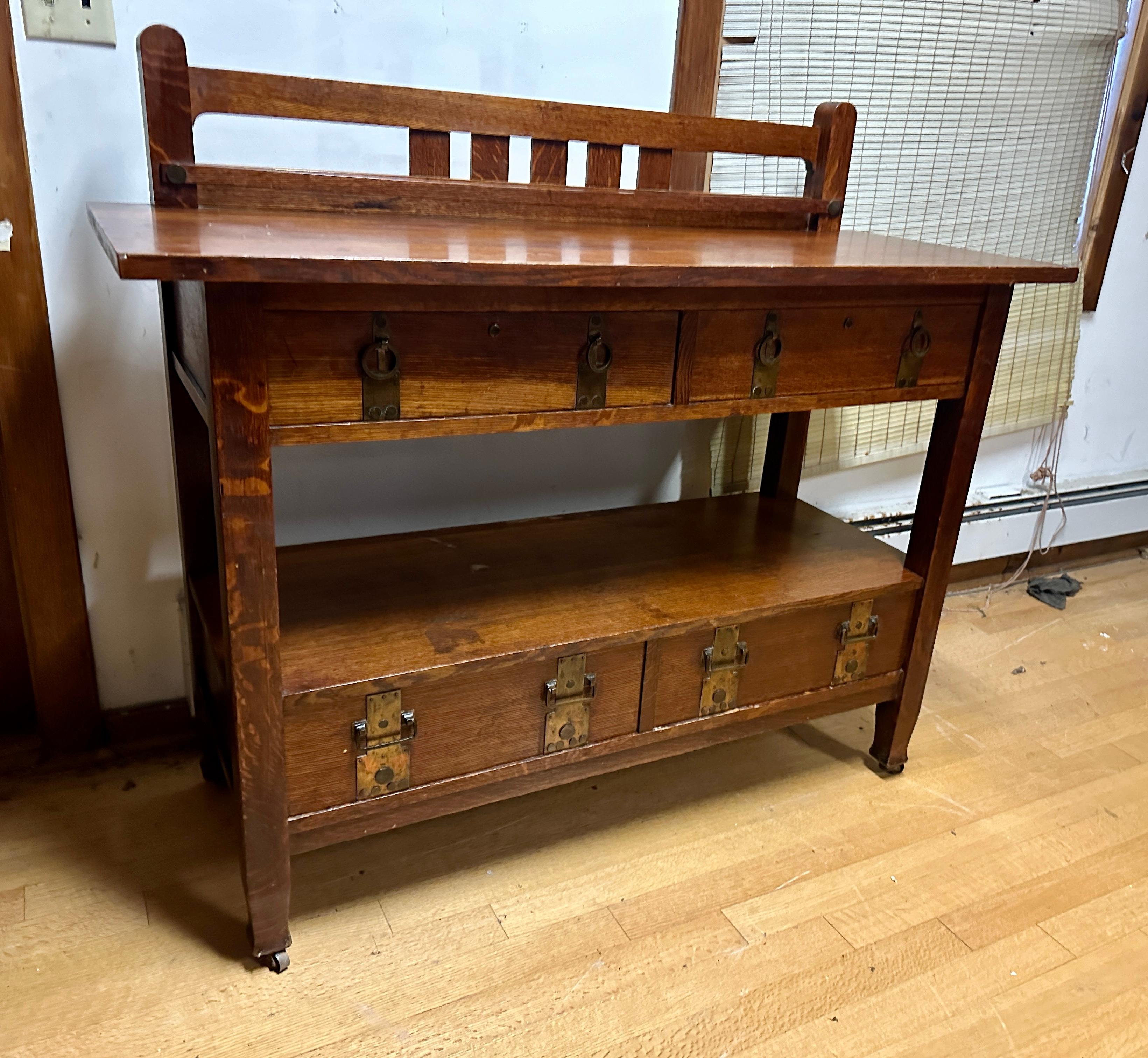 SUPERB Antique Stickley Brothers Serving Table/Small Sideboard - W7314 1