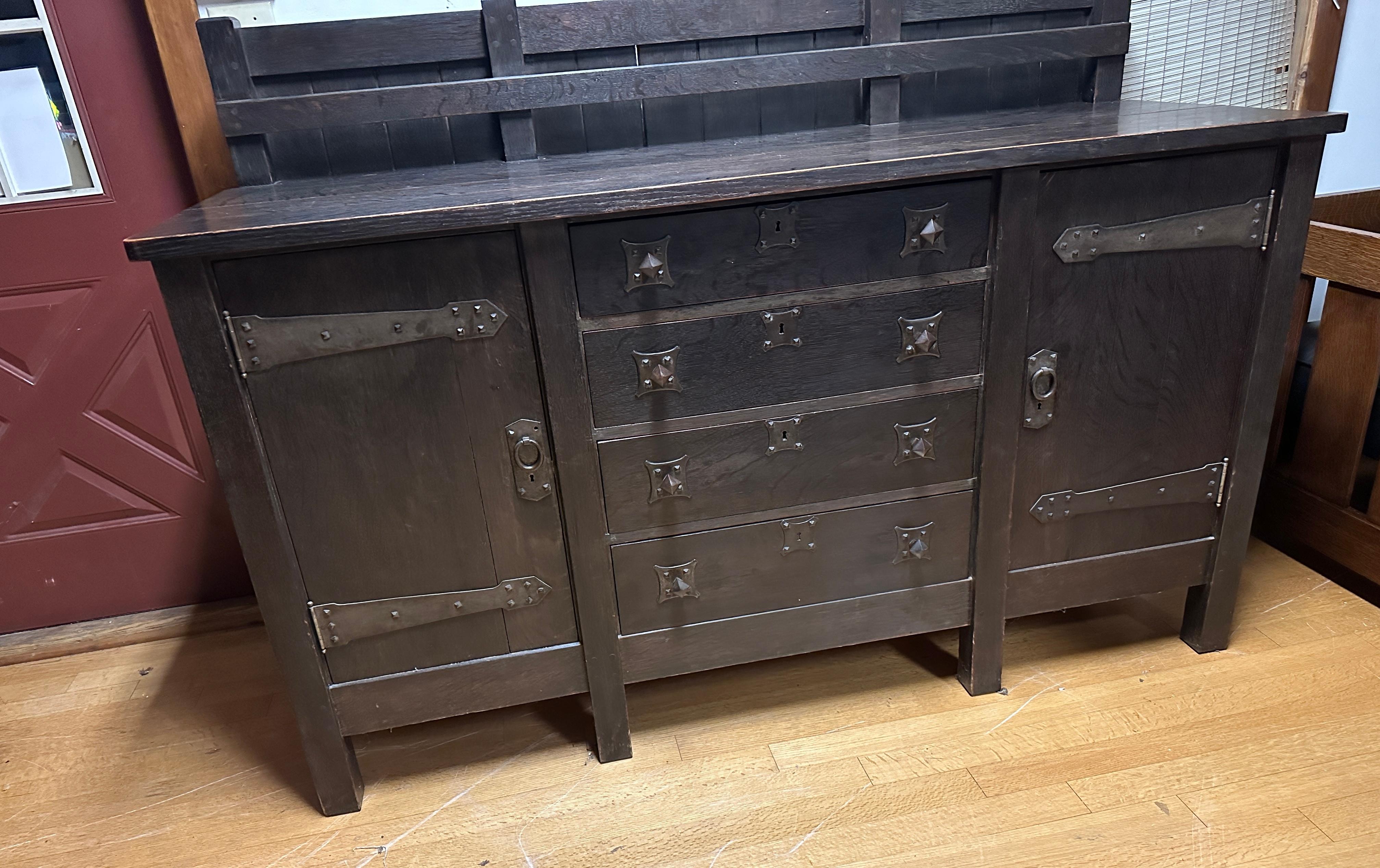 Arts and Crafts SUPERB Antique Stickley Brothers Serving Table/Small Sideboard - W7314