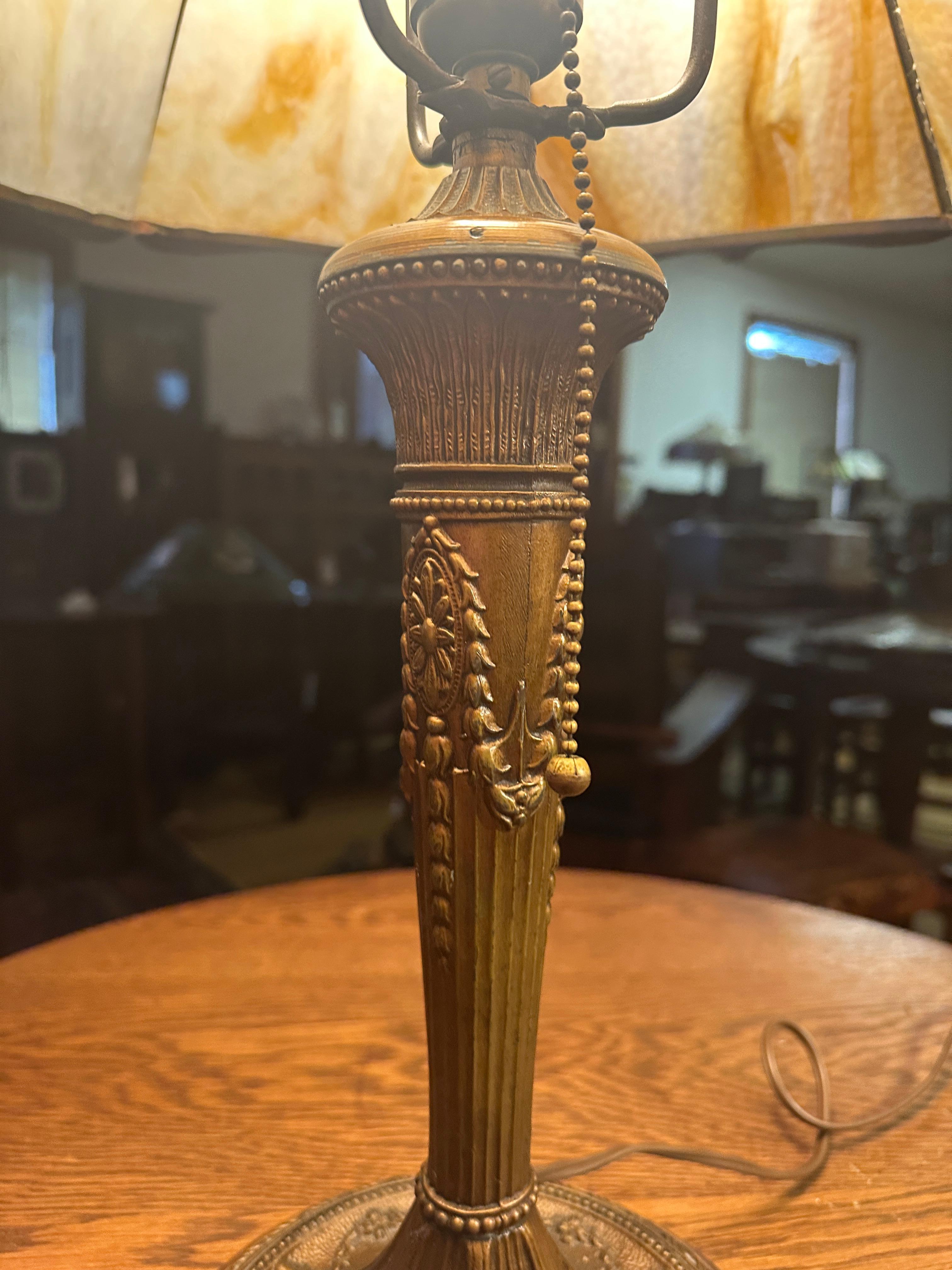 Slag Glass Superb Antique Table Lamp - W8340 For Sale