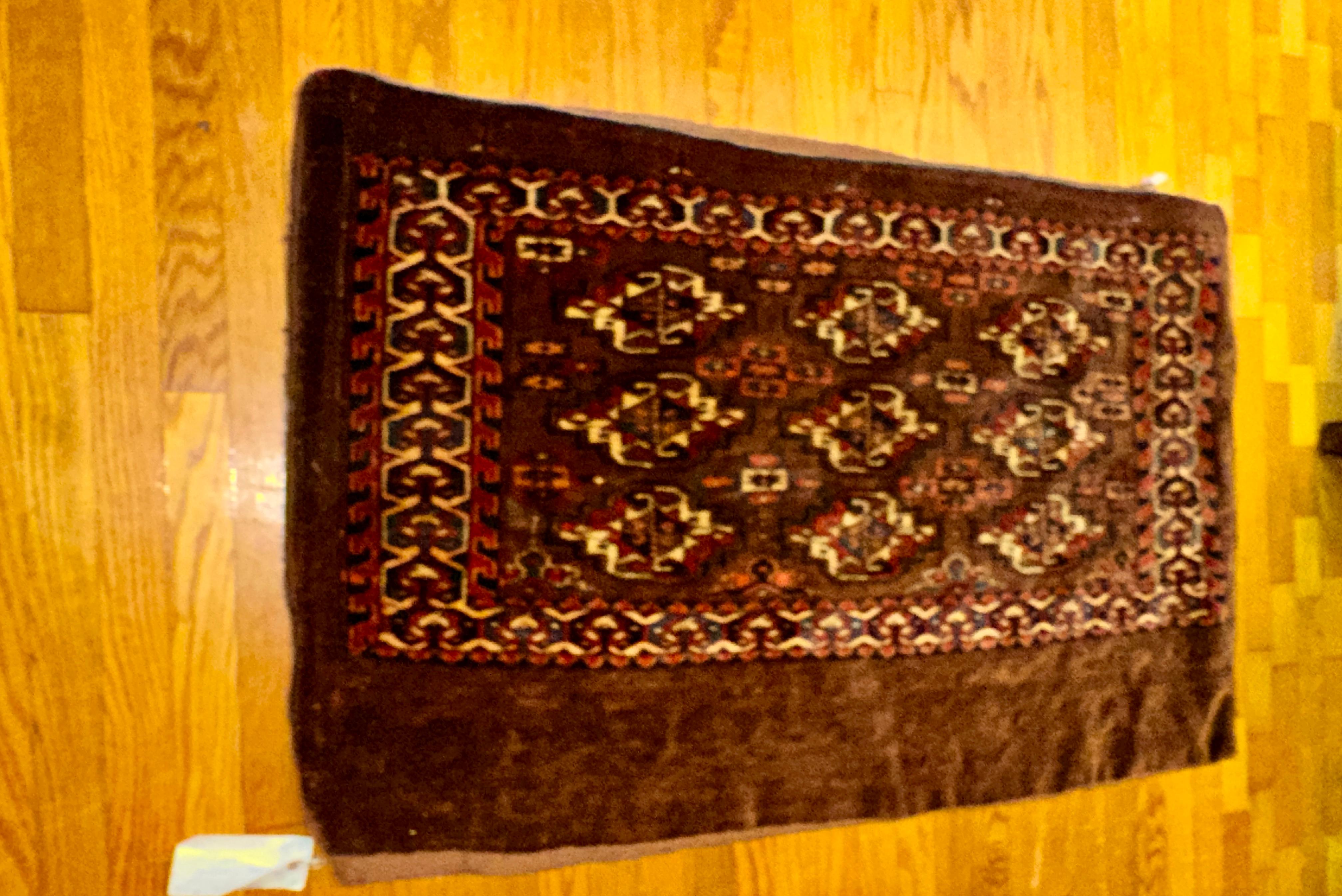 Arts and Crafts SUPERBO Tappeto antico turkmeno della fine del XIX secolo - RR3613 in vendita