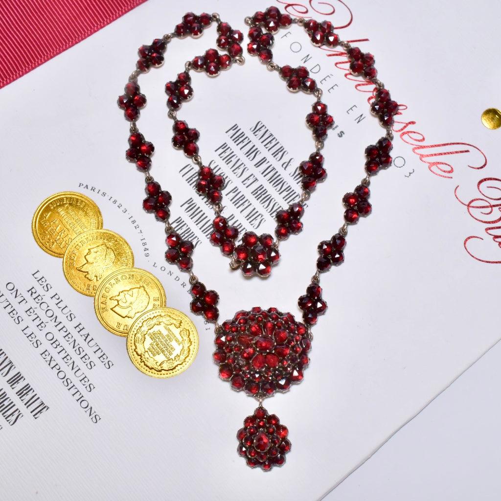 Women's or Men's Superb Antique Victorian Bohemian Garnet Necklace Circa 1890