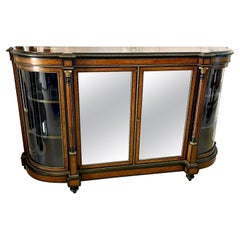 Superb Antique Victorian Burr Walnut and Amboyna Inlaid Credenza/Sideboard