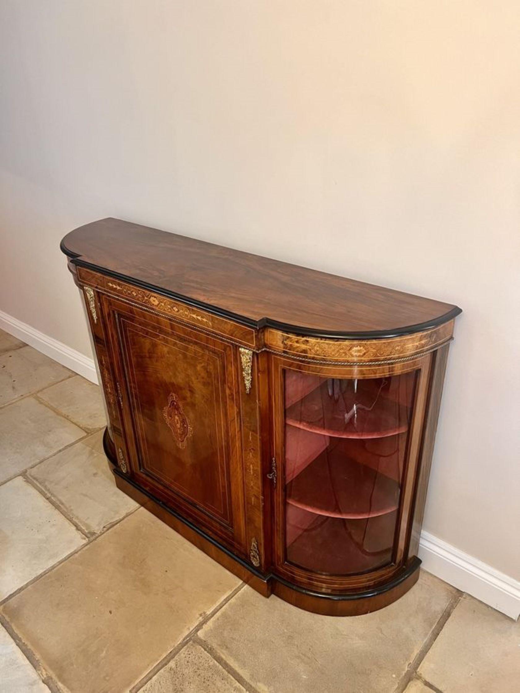 Early Victorian Superb antique Victorian quality burr walnut inlaid credenza For Sale