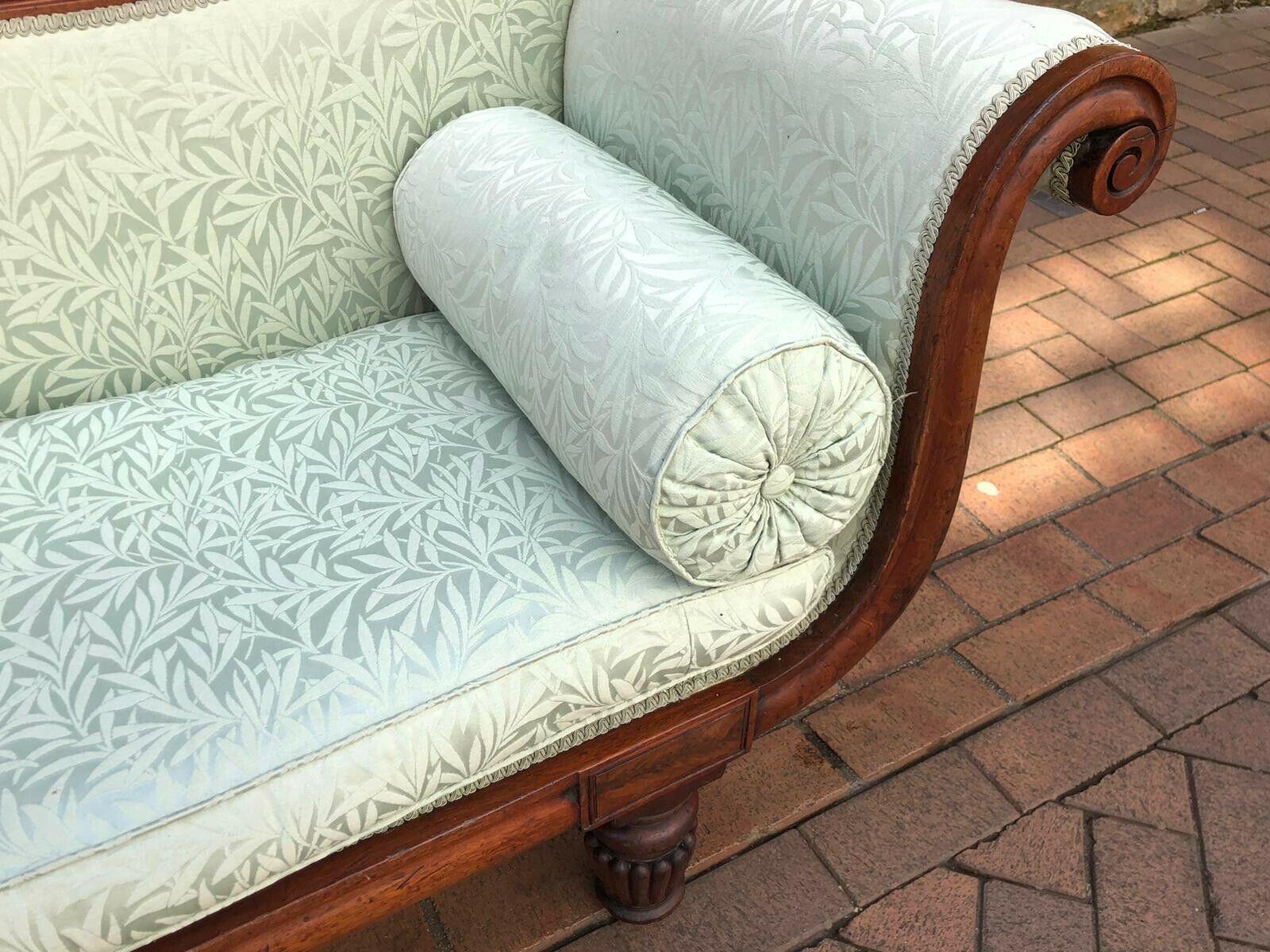 Regency Superb Antique William IV Mahogany Sofa Settee Silk, 19th Century
