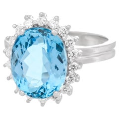 Superb Aquamarine and Diamond Ring