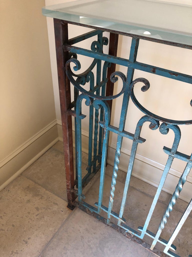 Superb Architectural Wrought Iron and Glass Console Table For Sale at ...