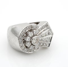 Superb Art Deco 1.73 Carat Diamond Huge and Bold Buckle Ring