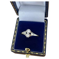 Superb Art-Deco 2-Stone 0.60ct Old-European Cut Diamond Ring in 18K & Platinum