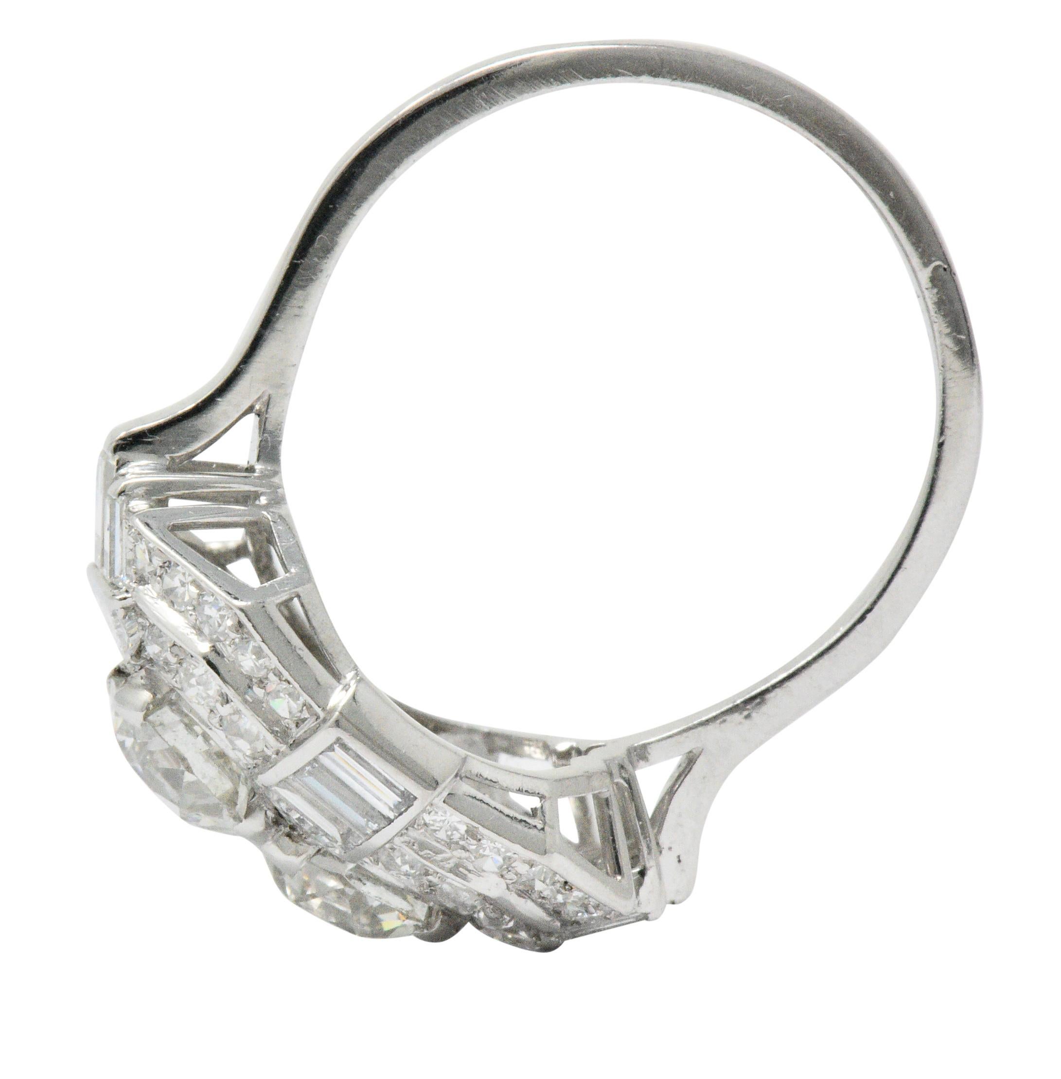 Superb Art Deco 3.50 Carat Double Diamond Platinum Alternative Engagement Ring 1