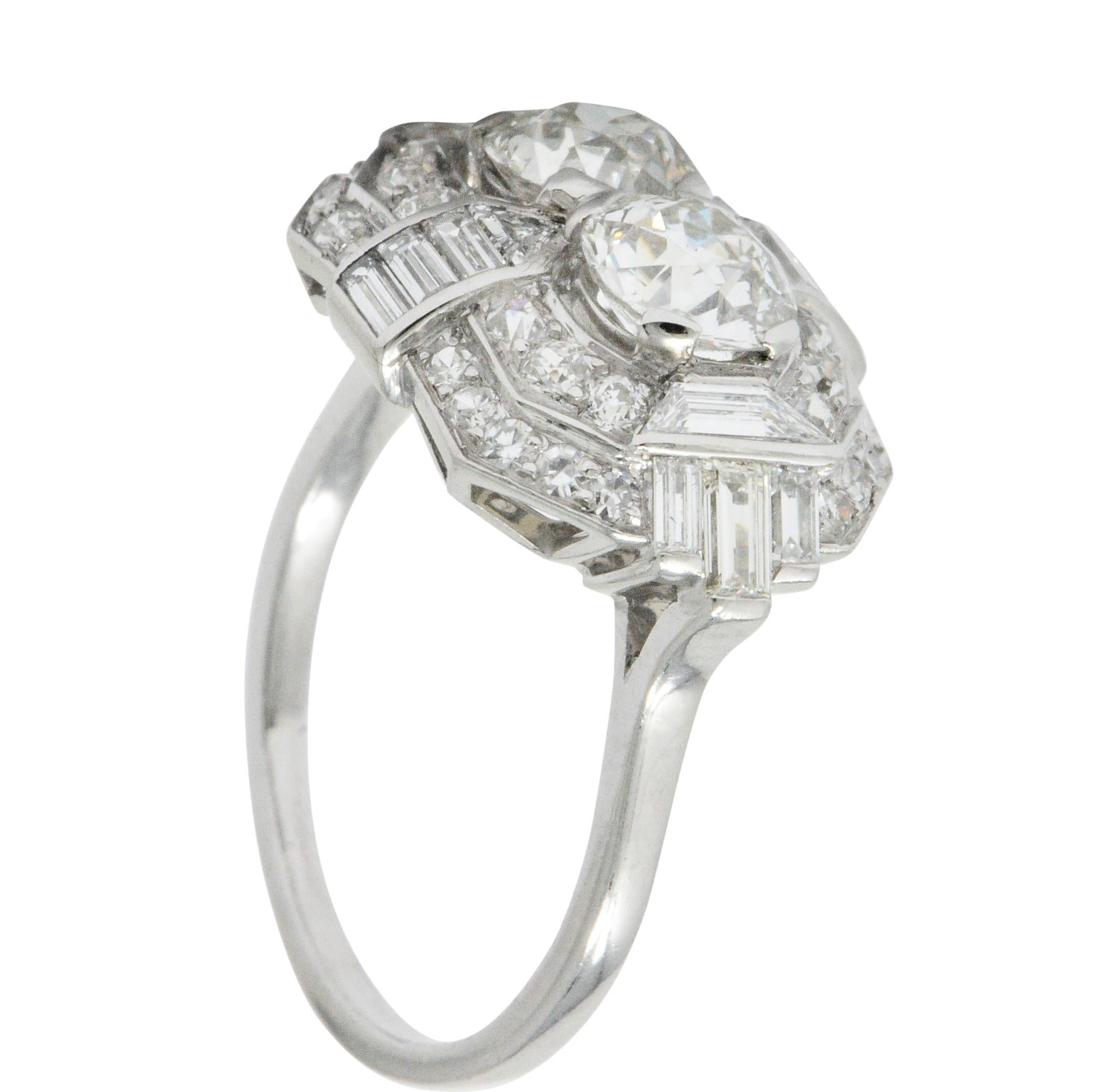 Superb Art Deco 3.50 Carat Double Diamond Platinum Alternative Engagement Ring 2