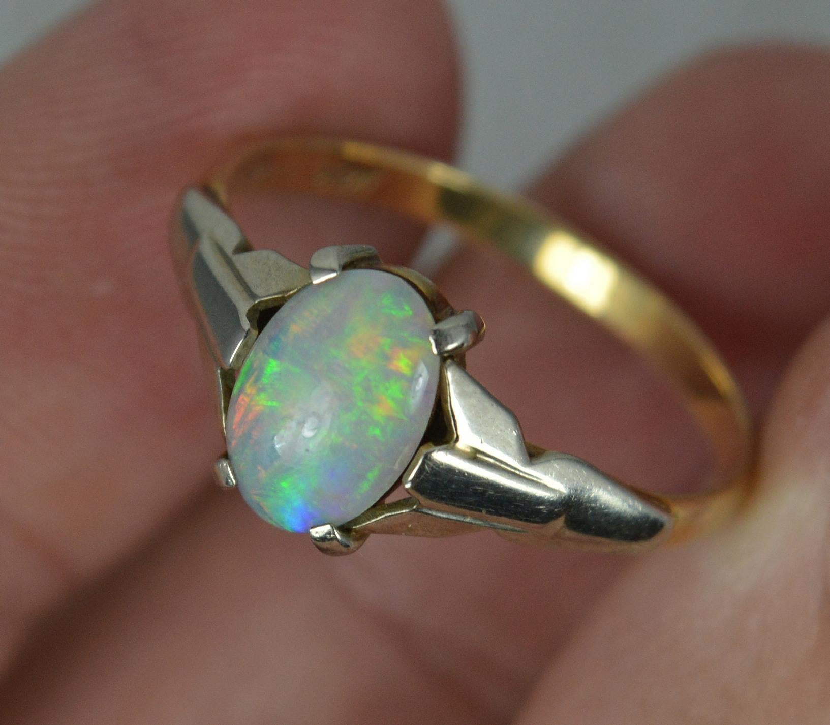 Superb Art Deco 9 Carat Gold and Opal Solitaire Ring 4