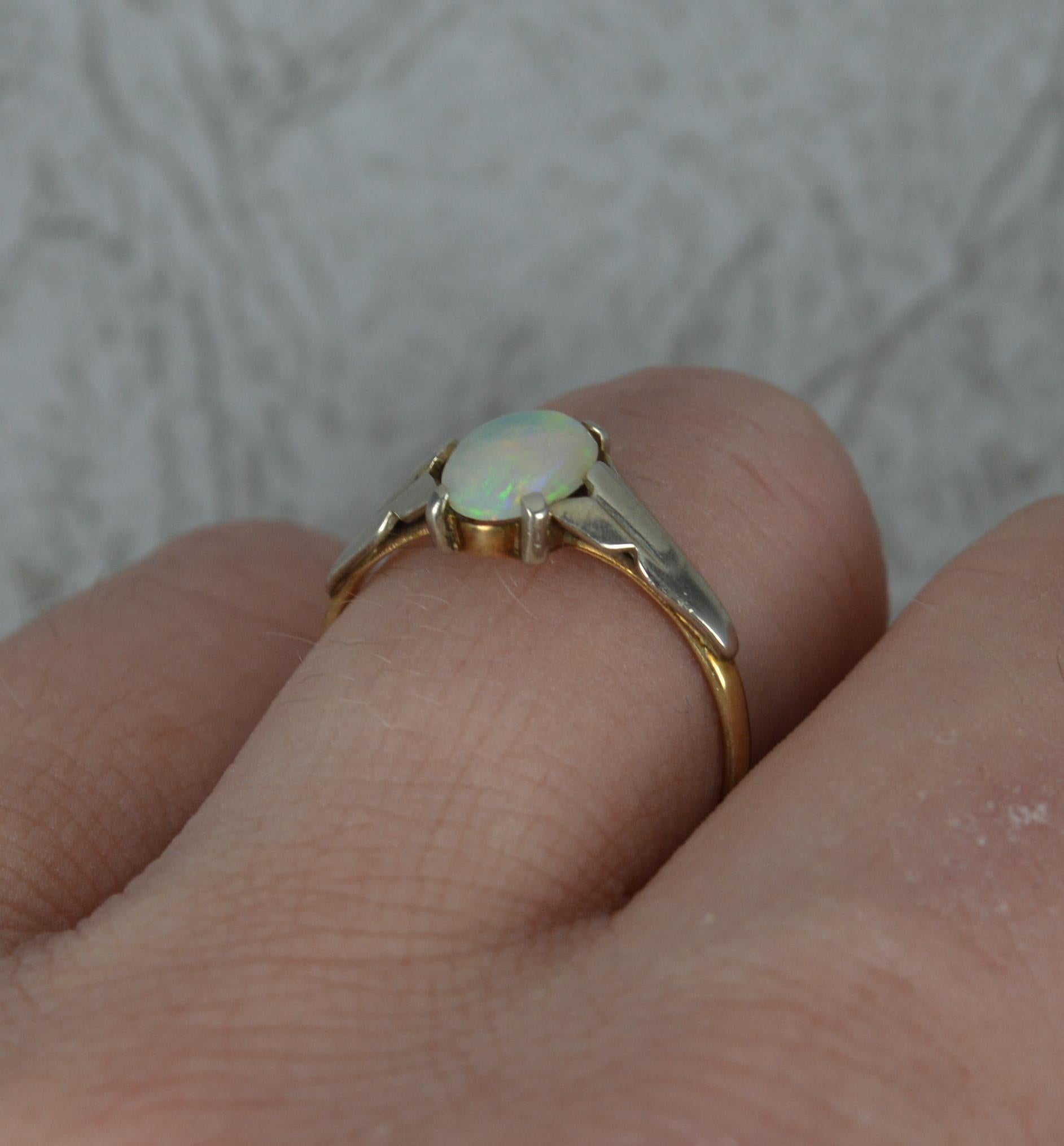 Edwardian Superb Art Deco 9 Carat Gold and Opal Solitaire Ring