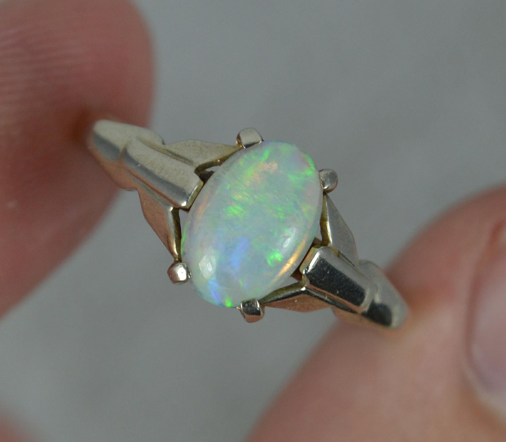 Superb Art Deco 9 Carat Gold and Opal Solitaire Ring 2