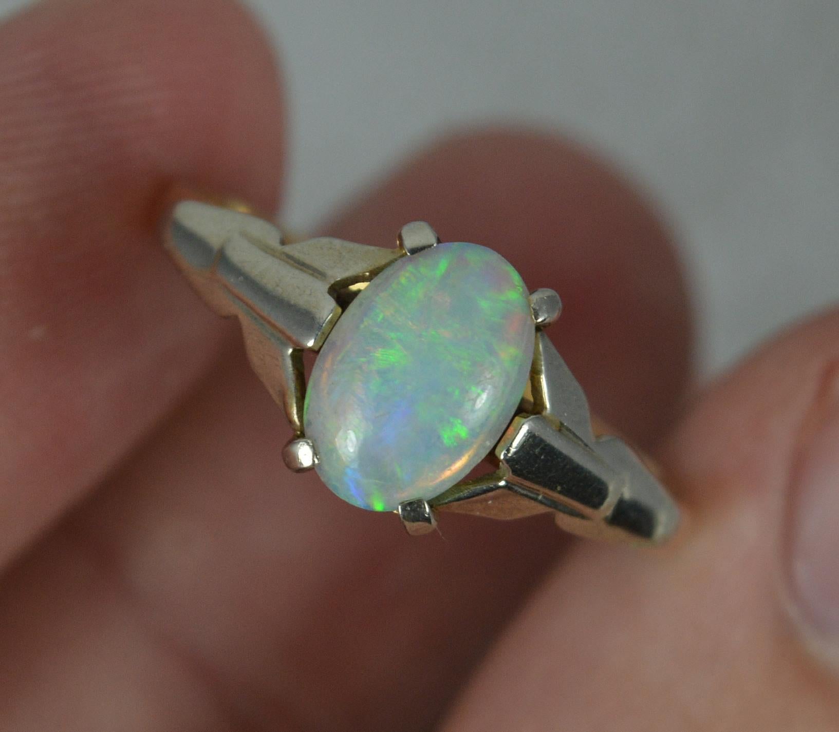 Superb Art Deco 9 Carat Gold and Opal Solitaire Ring 3