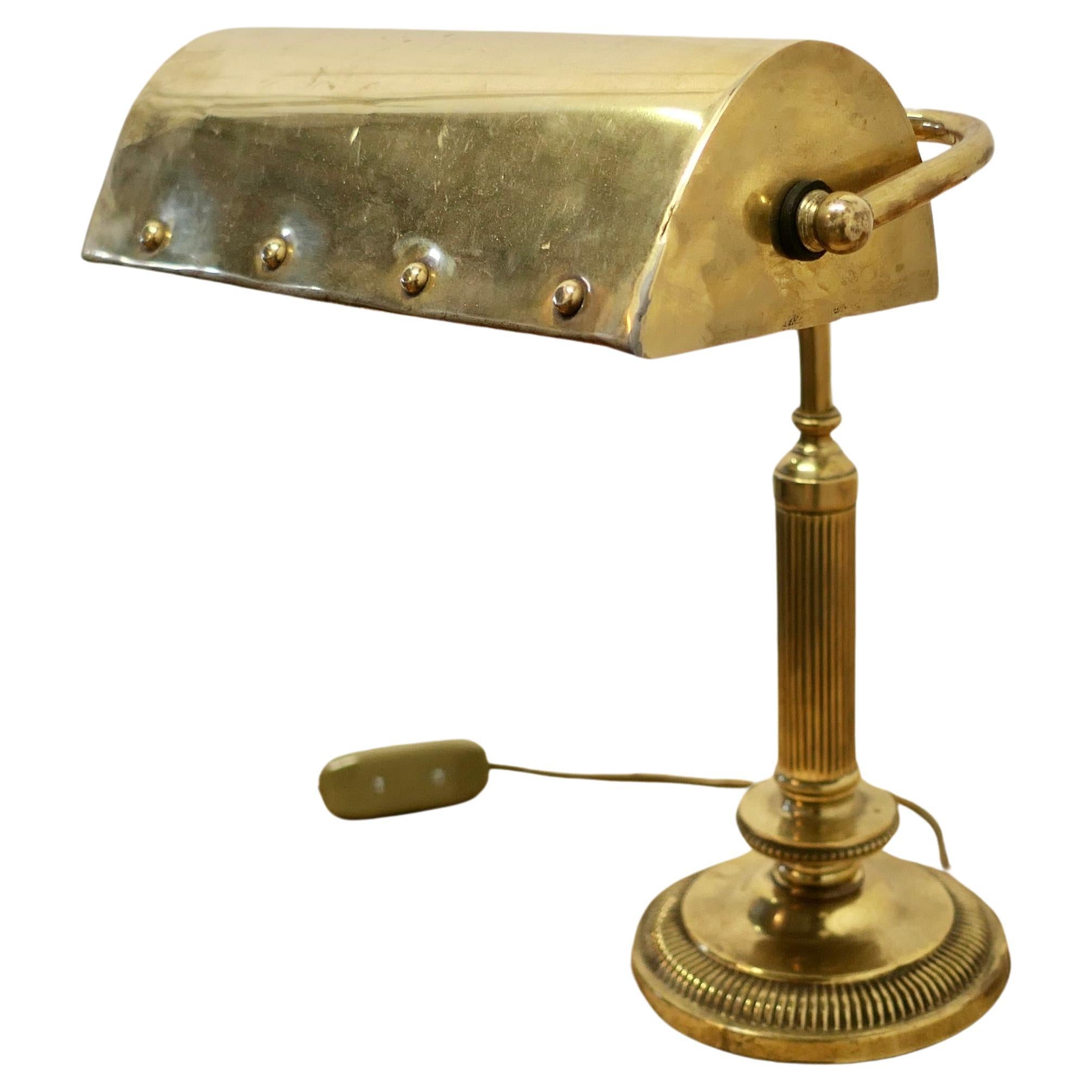 Superb Art Deco Bankers Brass Desk Lamp 